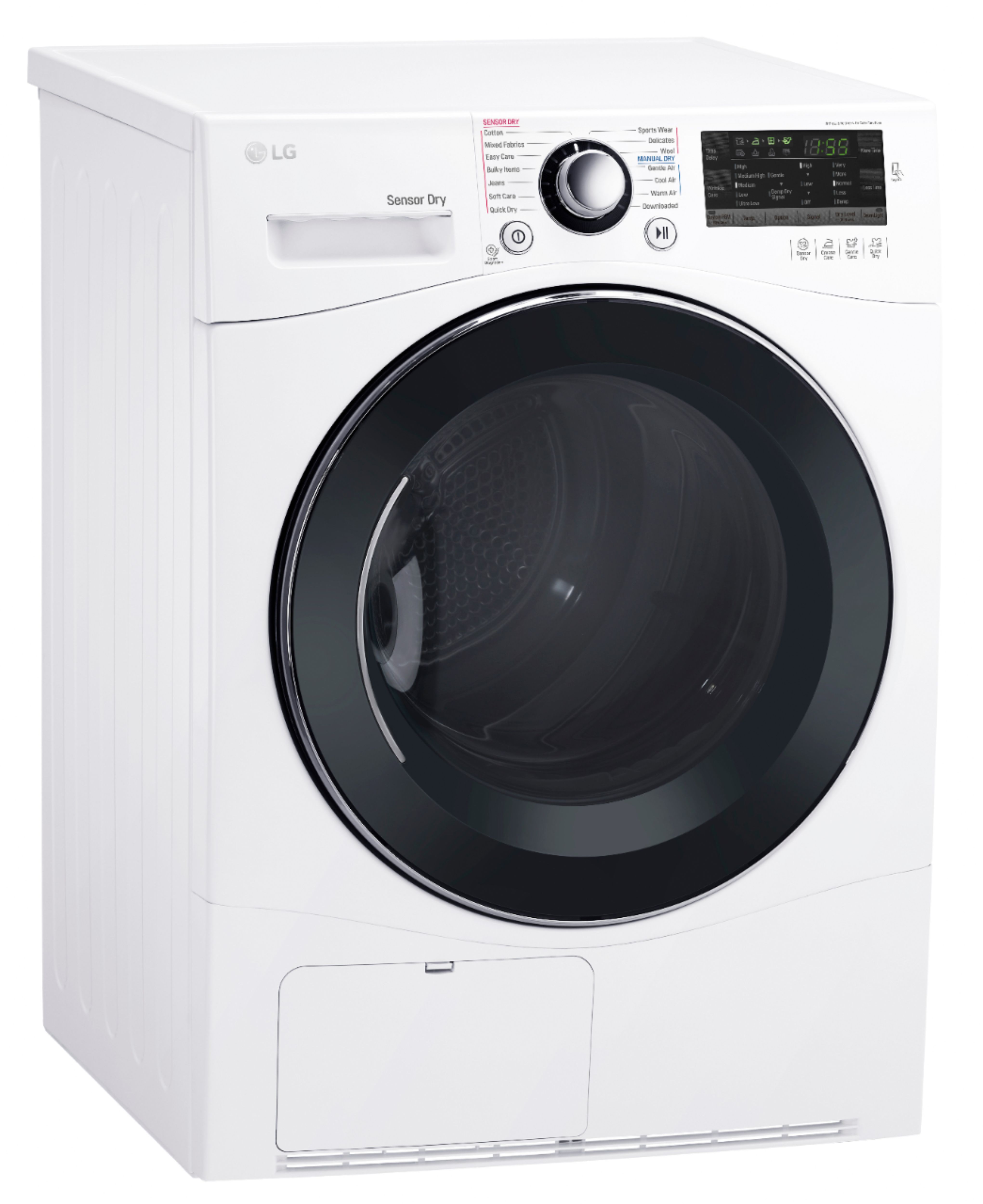 Angle View: LG - 4.2 Cu. Ft. Electric Dryer with Sensor Dry - White