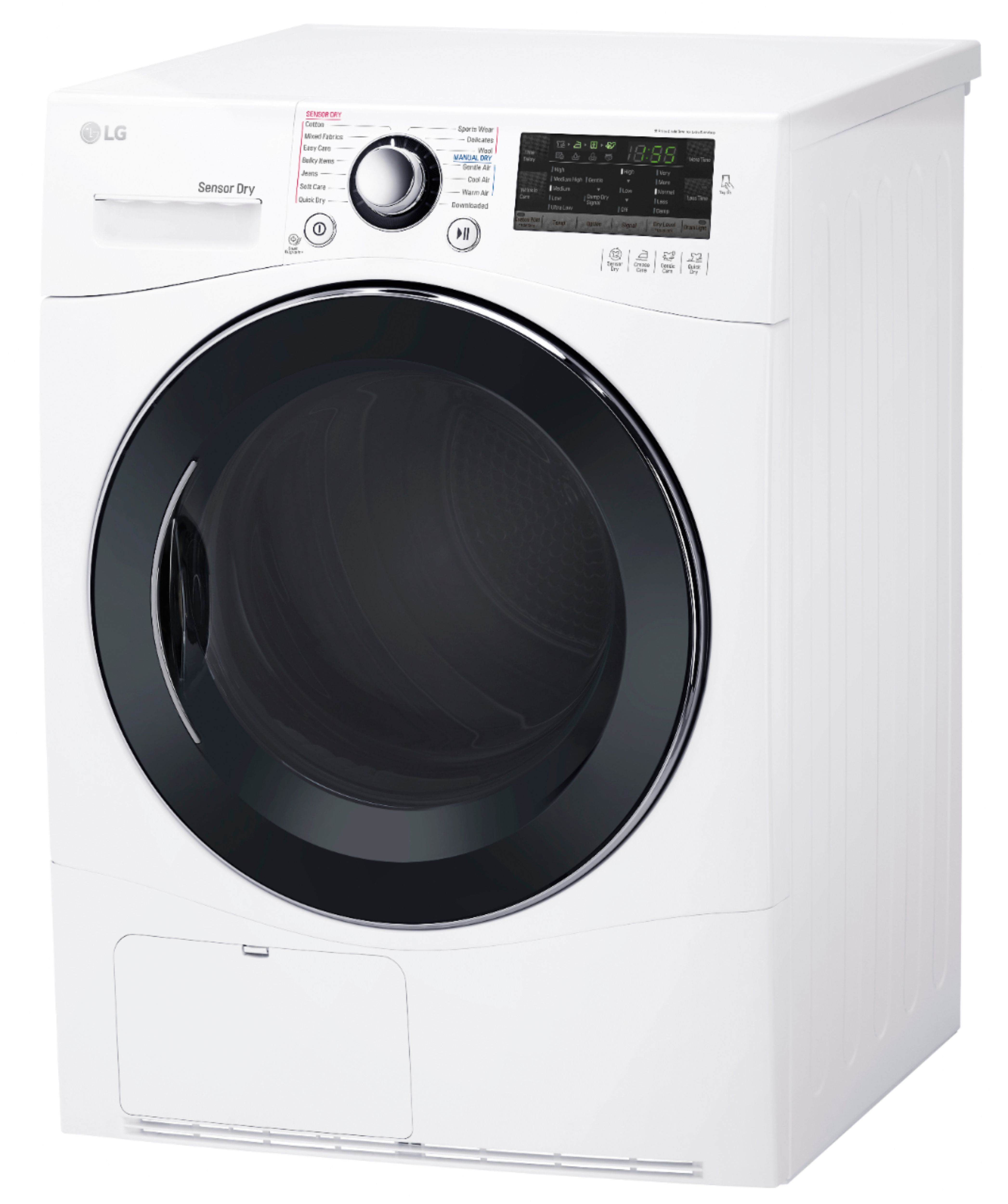 Left View: LG - 4.2 Cu. Ft. Electric Dryer with Sensor Dry - White