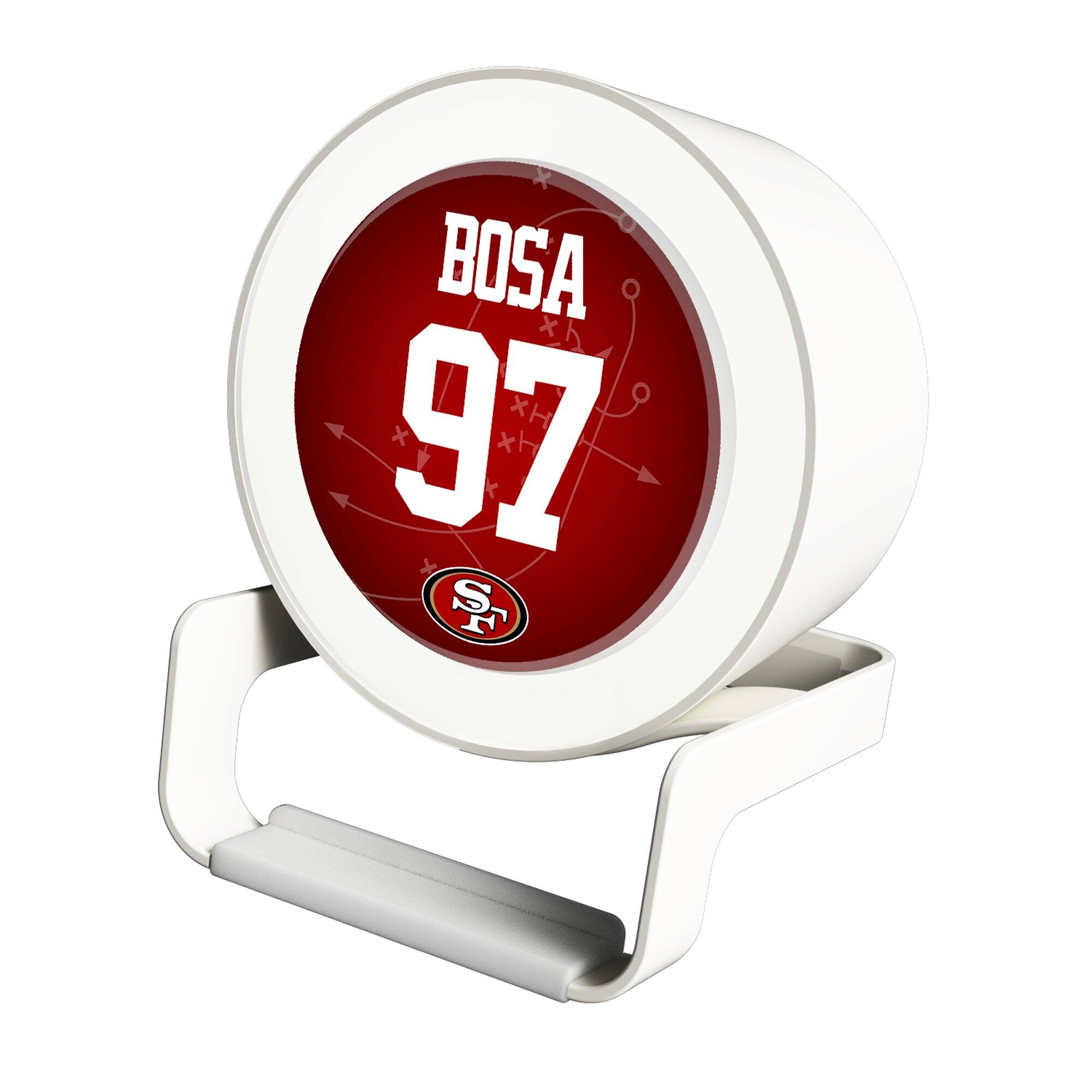 Front. Keyscaper - Nick Bosa White San Francisco 49ers Night Light Charger and Bluetooth Speaker - White.