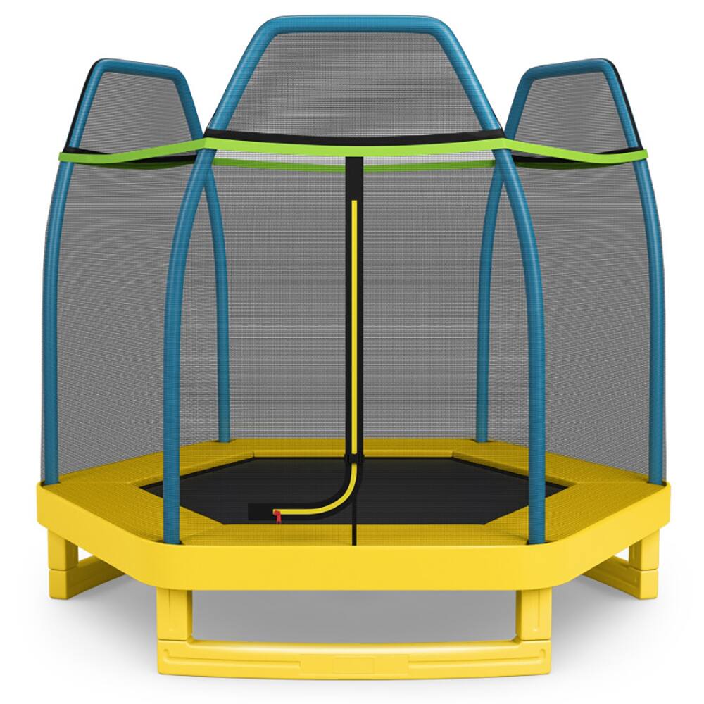 Back. Pefilos - 7 Feet Kids Recreational Bounce Jumper Trampoline-Yellow, Trampoline Outdoor, Great Mini Trampoline for Indoor/Garden - Yellow.