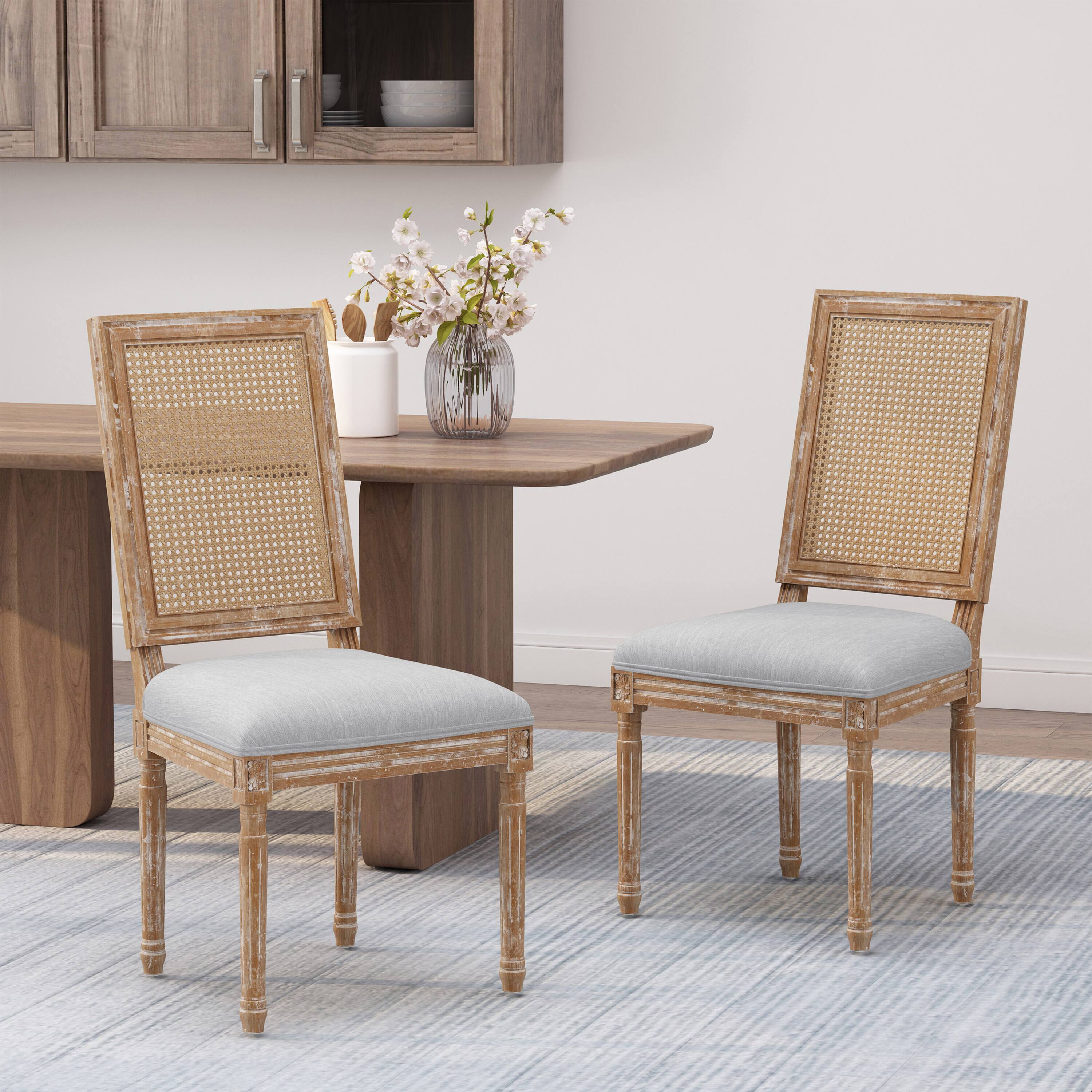 Left. TinyHomie - DINING CHAIR SET OF 2 PCS - LIGHT GREY.