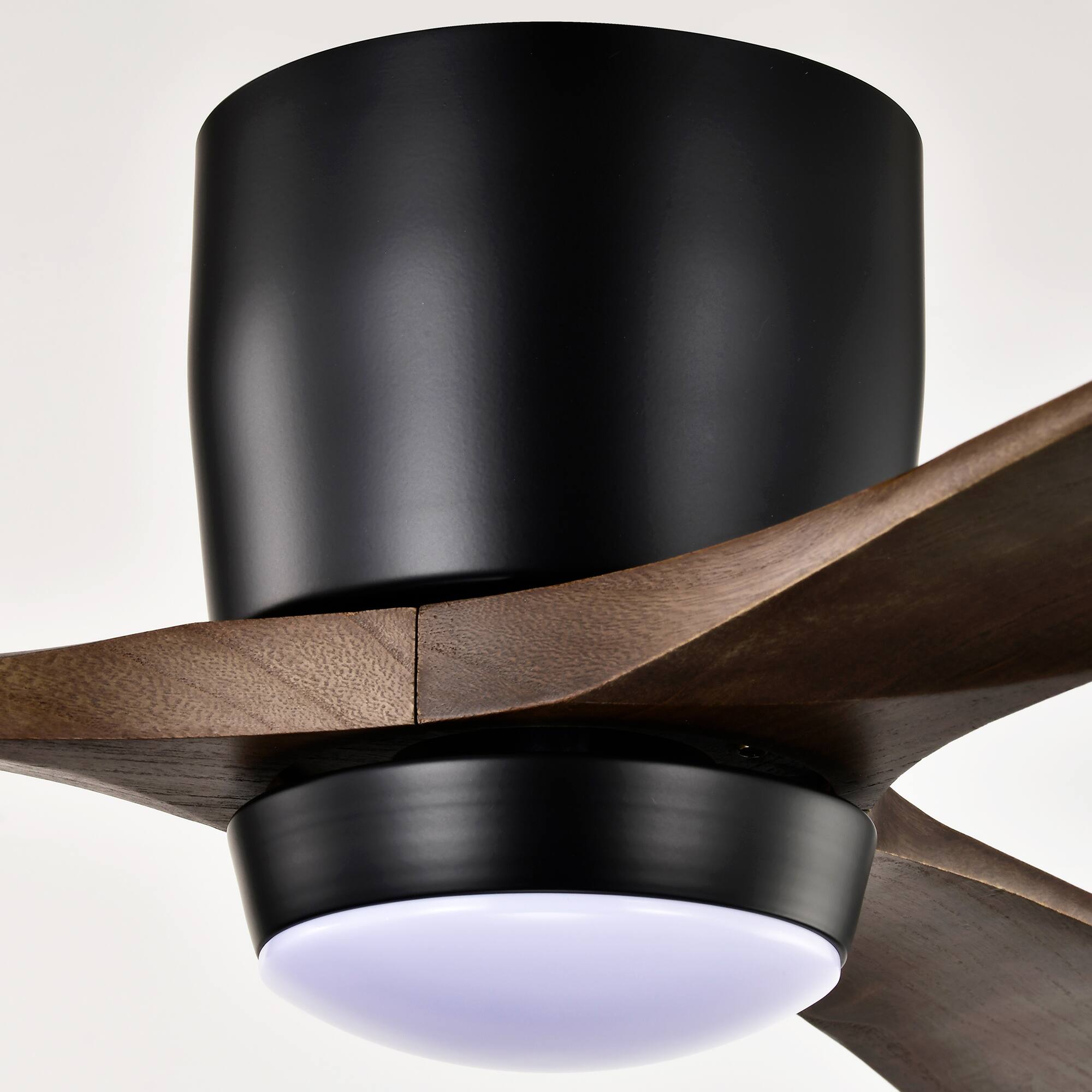 Alt View 6. Sofucor - Quiet Flush Mount Ceiling Fans with Integrated LED Lights & Remote 6 Speed Solid Wood Blades Outdoor Indoor Ceiling Fan - Black.