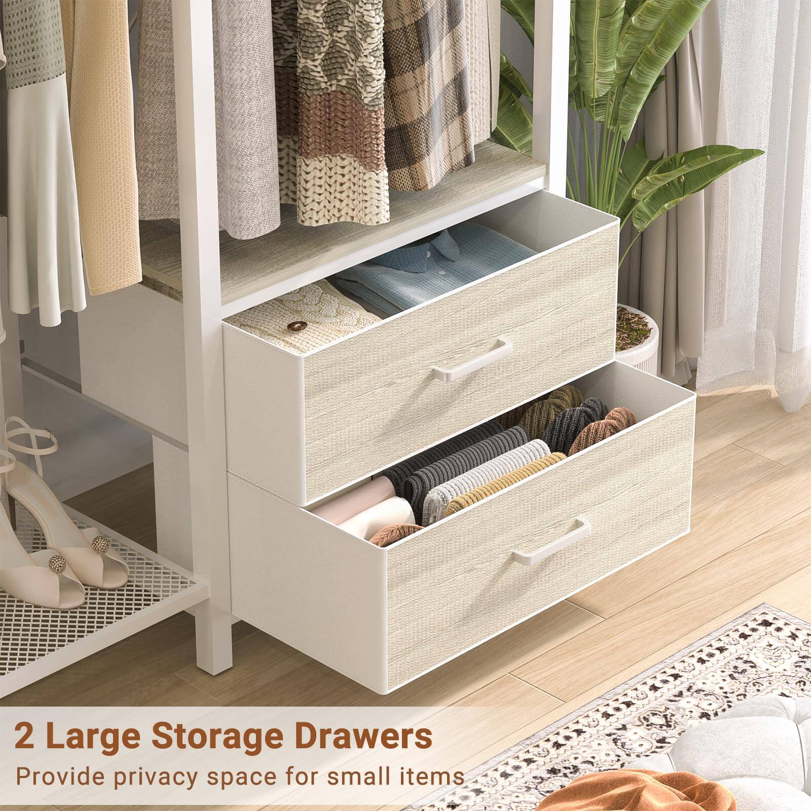 2 Large Storage Drawers  
Provide privacy space for small items.