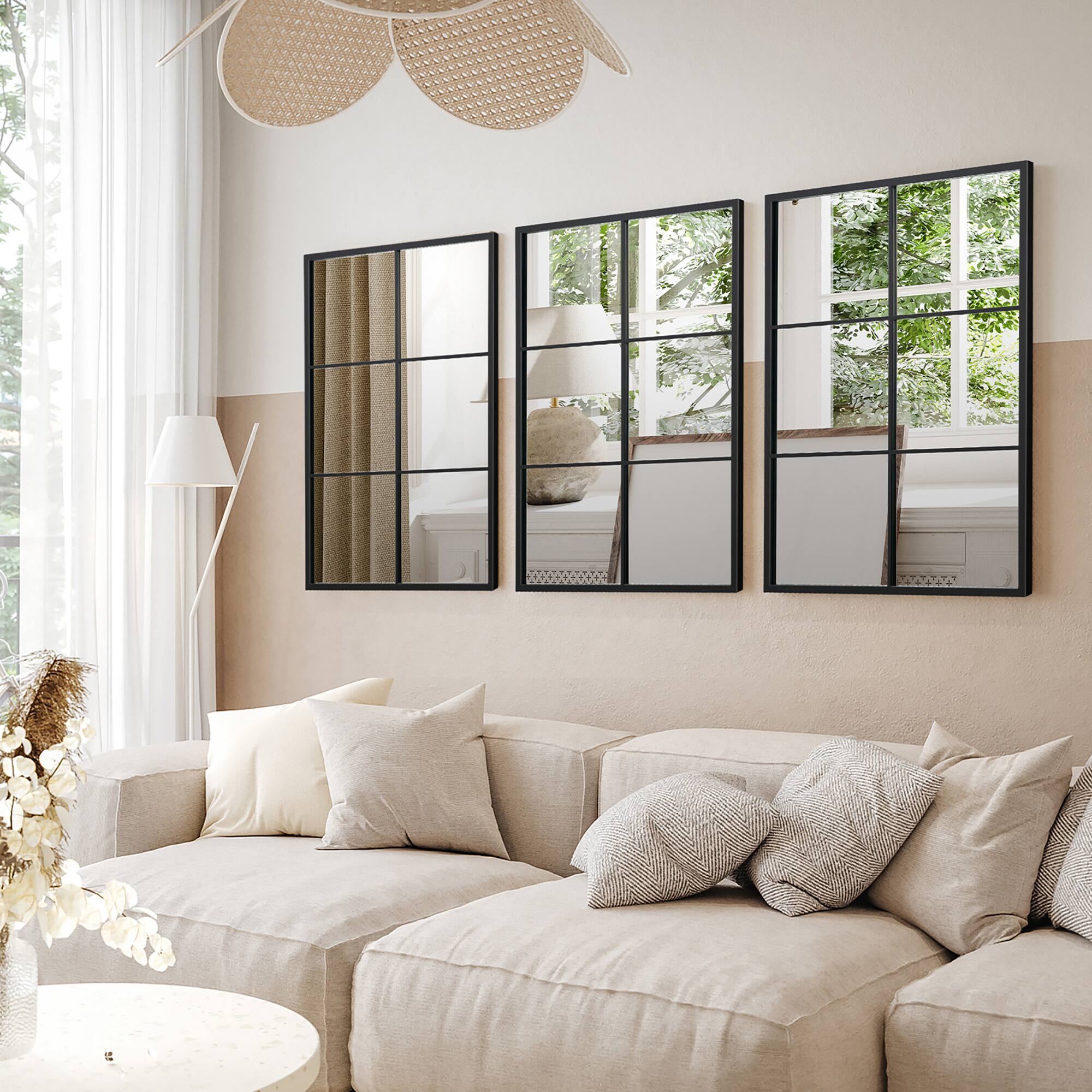 Alt View 8. Costway - Costway Metal Wall Mirror Large Window Decorative Farmhouse Mirror Square 28" x 40" - Black.