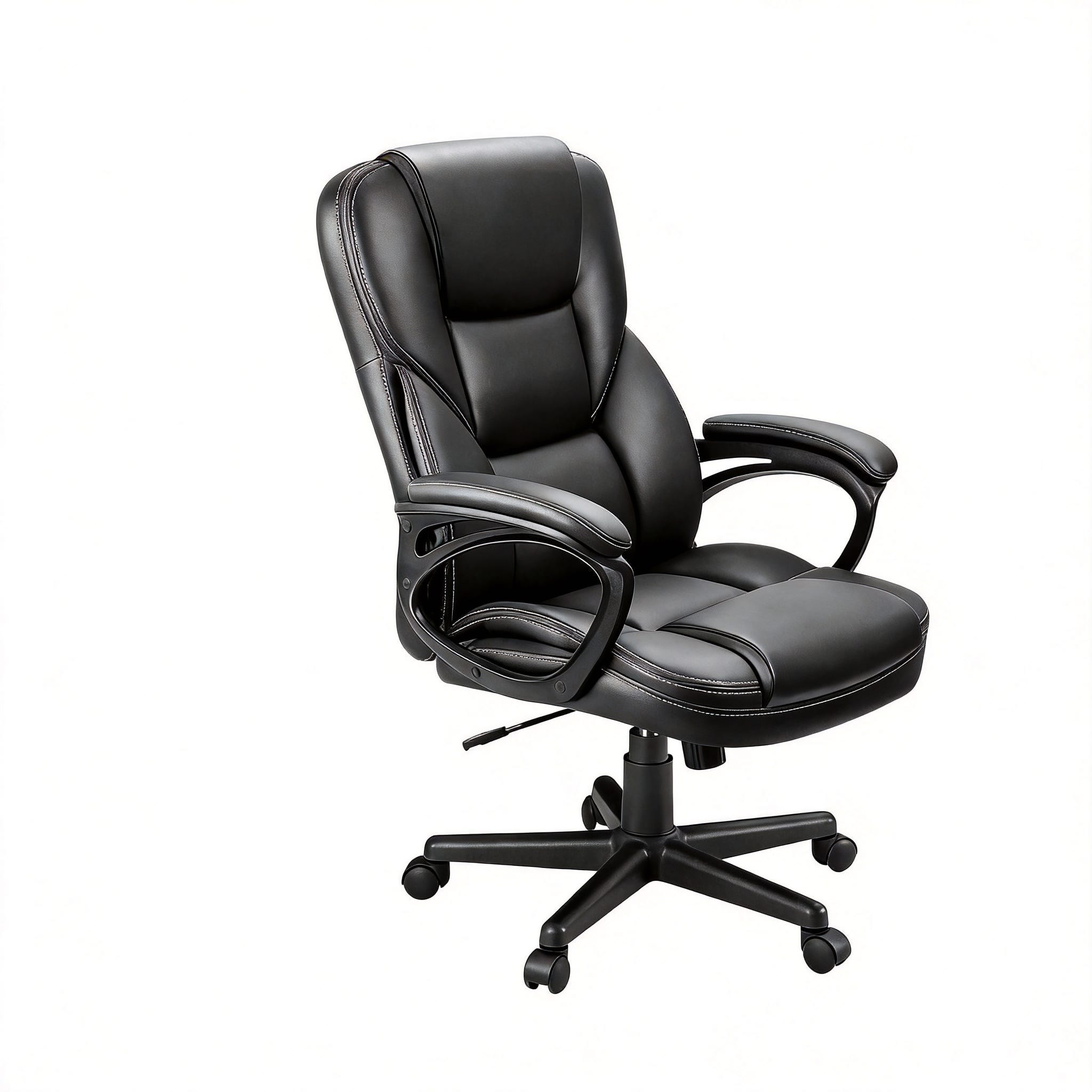 Frangdom - Executive High-Back PU Leather Office Chair with Lumbar Support - Black 300lbs