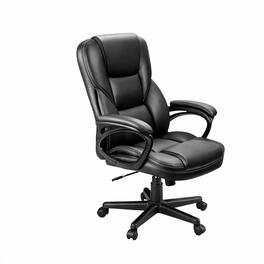 Frangdom - Executive High-Back PU Leather Office Chair with Lumbar Support - Black 300lbs