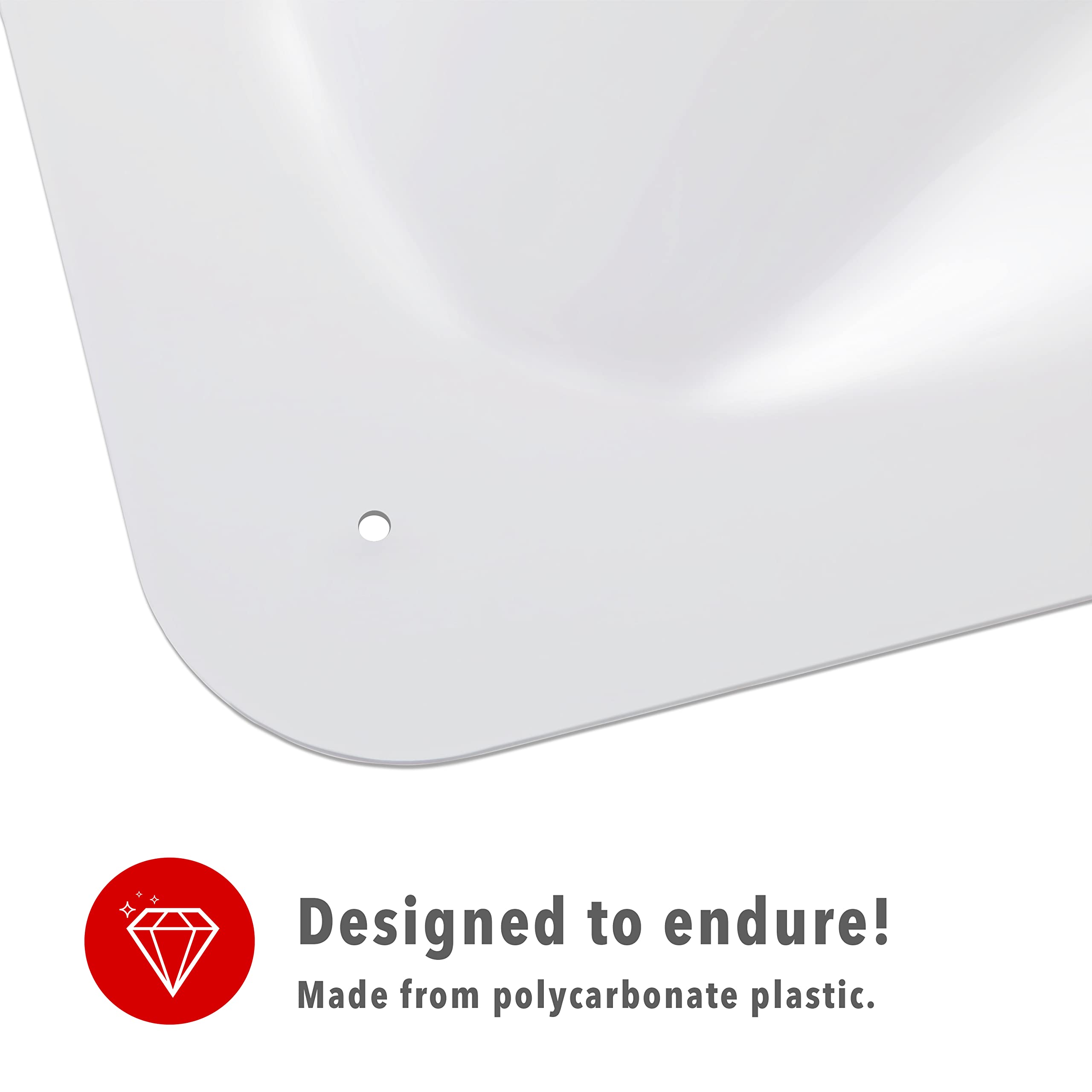 Designed to endure!  
Made from polycarbonate plastic.