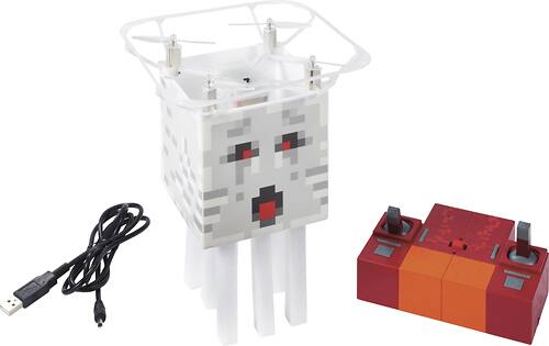 Mattel - Minecraft Flying Ghast Quadcopter with Remote Controller - White/Red/Black/Gray/Orange - Larger Front
