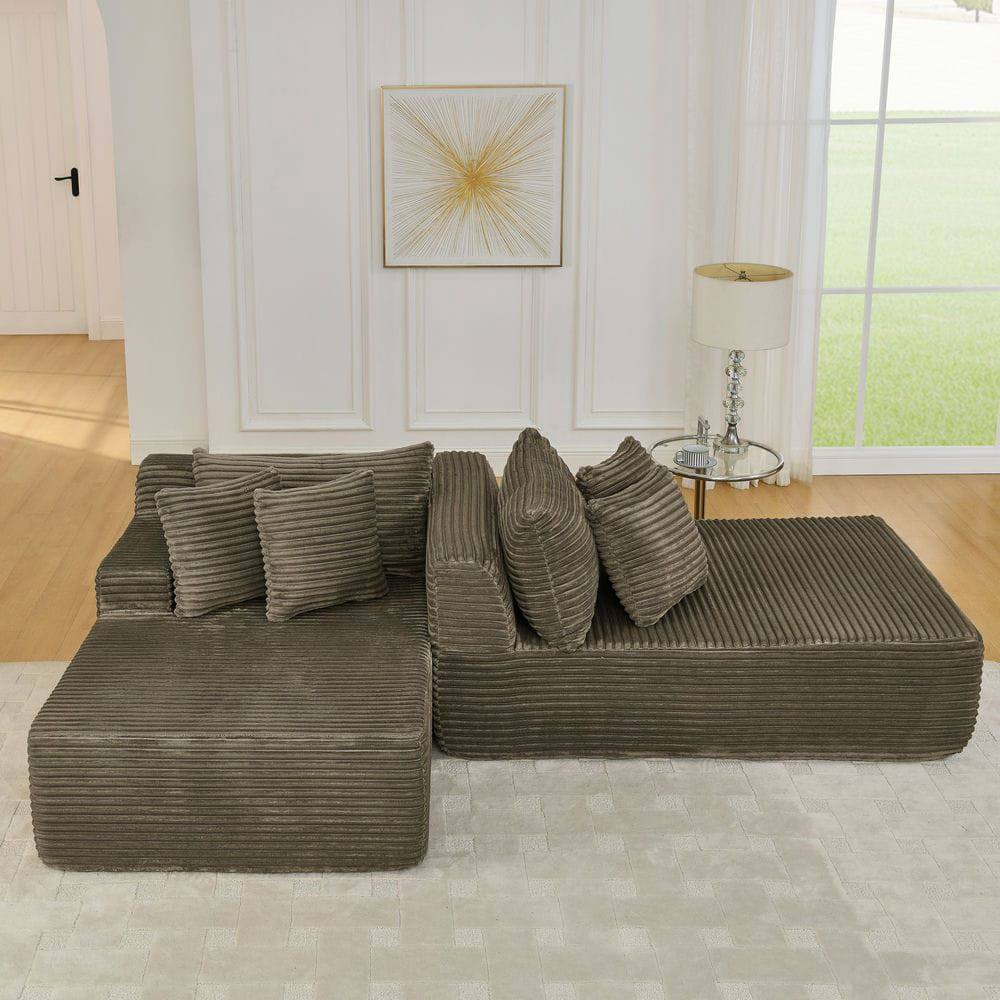 Alt View 9. Kadyn - Two-Seater Compressed Lounge Chair, Velvet Upholstery with Fluffy Cushioning, Ready to Use Design, Brown - Brown.