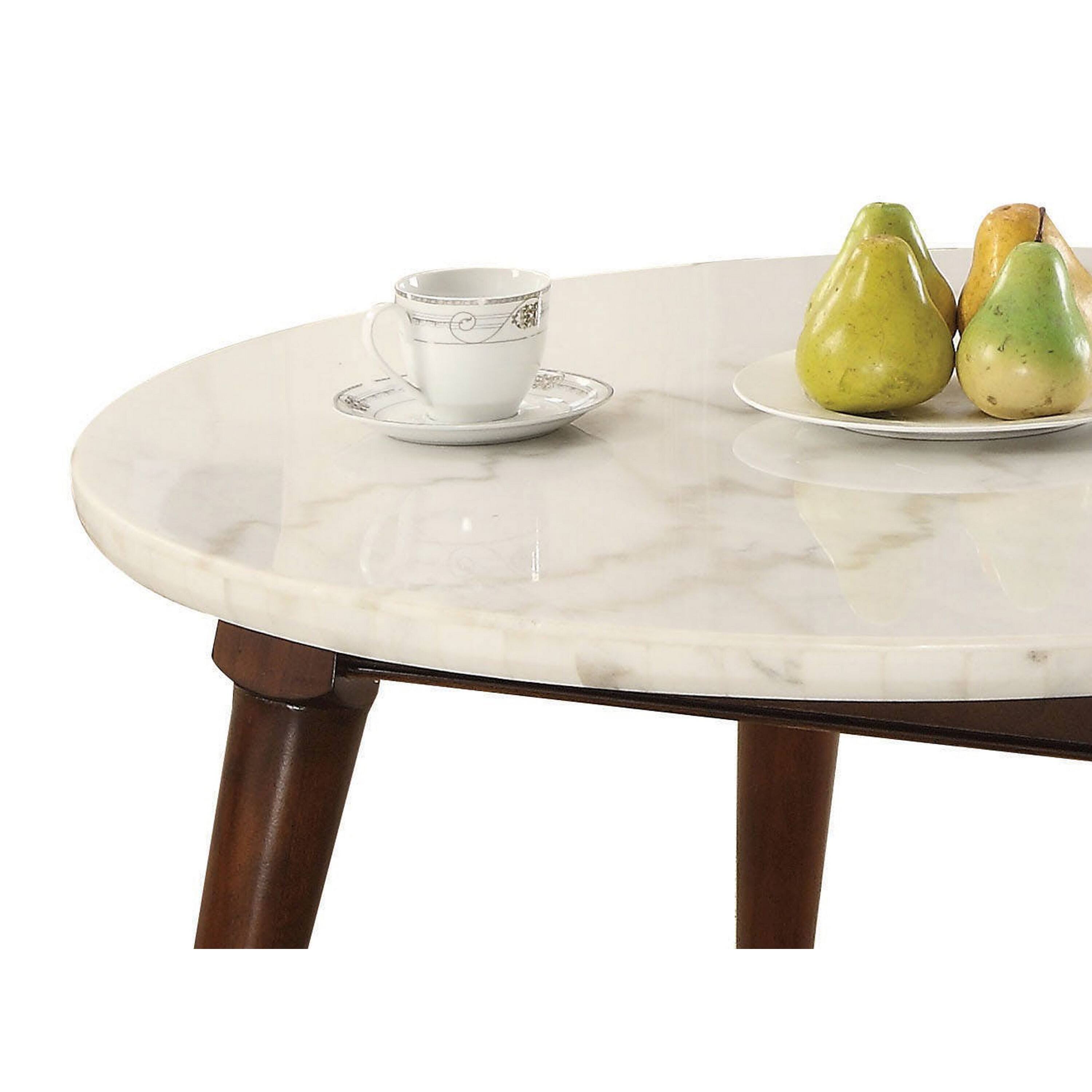 Alt View 1. Manhattan Lane - Wood Base Coffee Table with Marble Top - Brown and White.