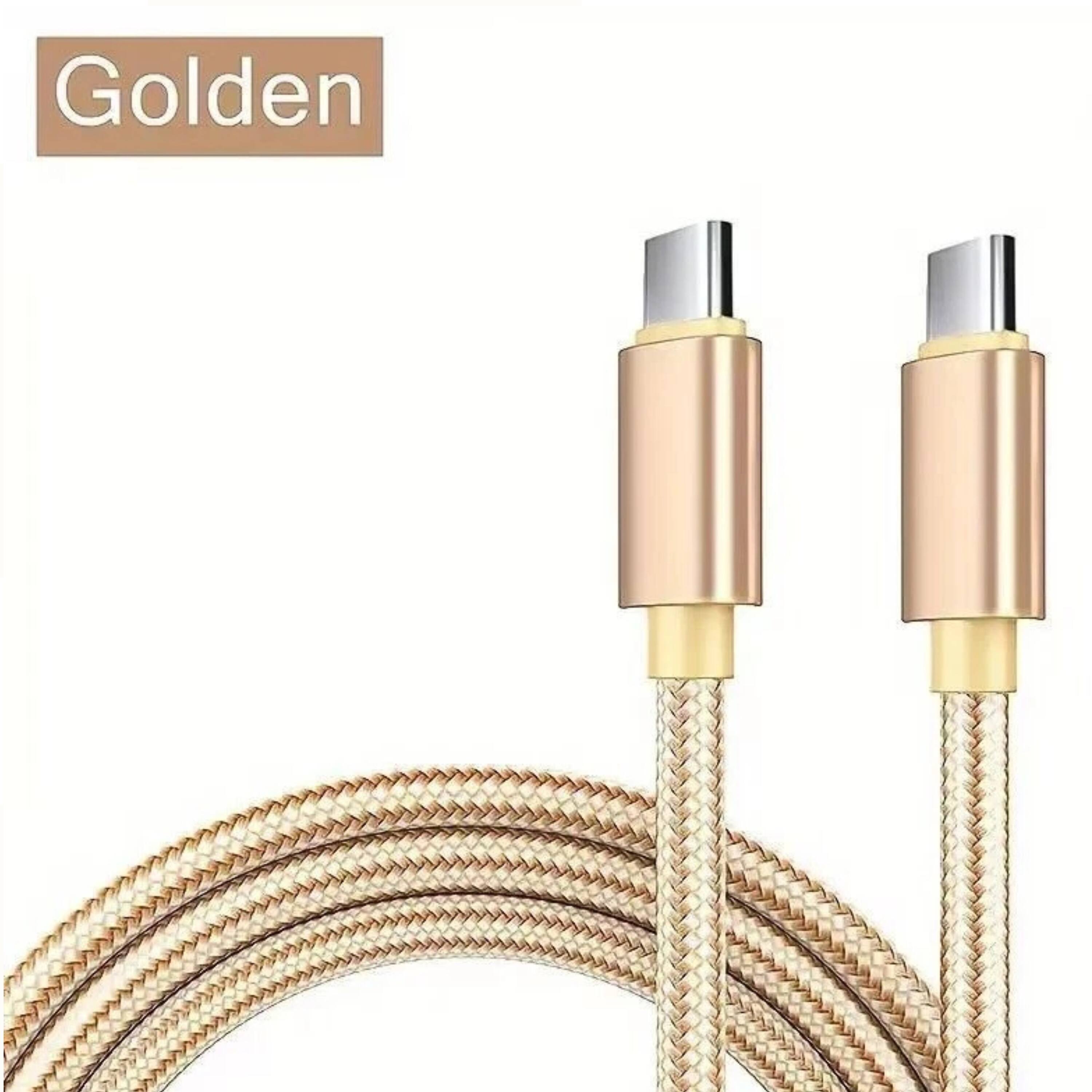 Angle. Kitcheniva - Premium USB-C to USB-C Fast Charging Data Sync Charger Cable Cord 10Ft Gold - Gold.