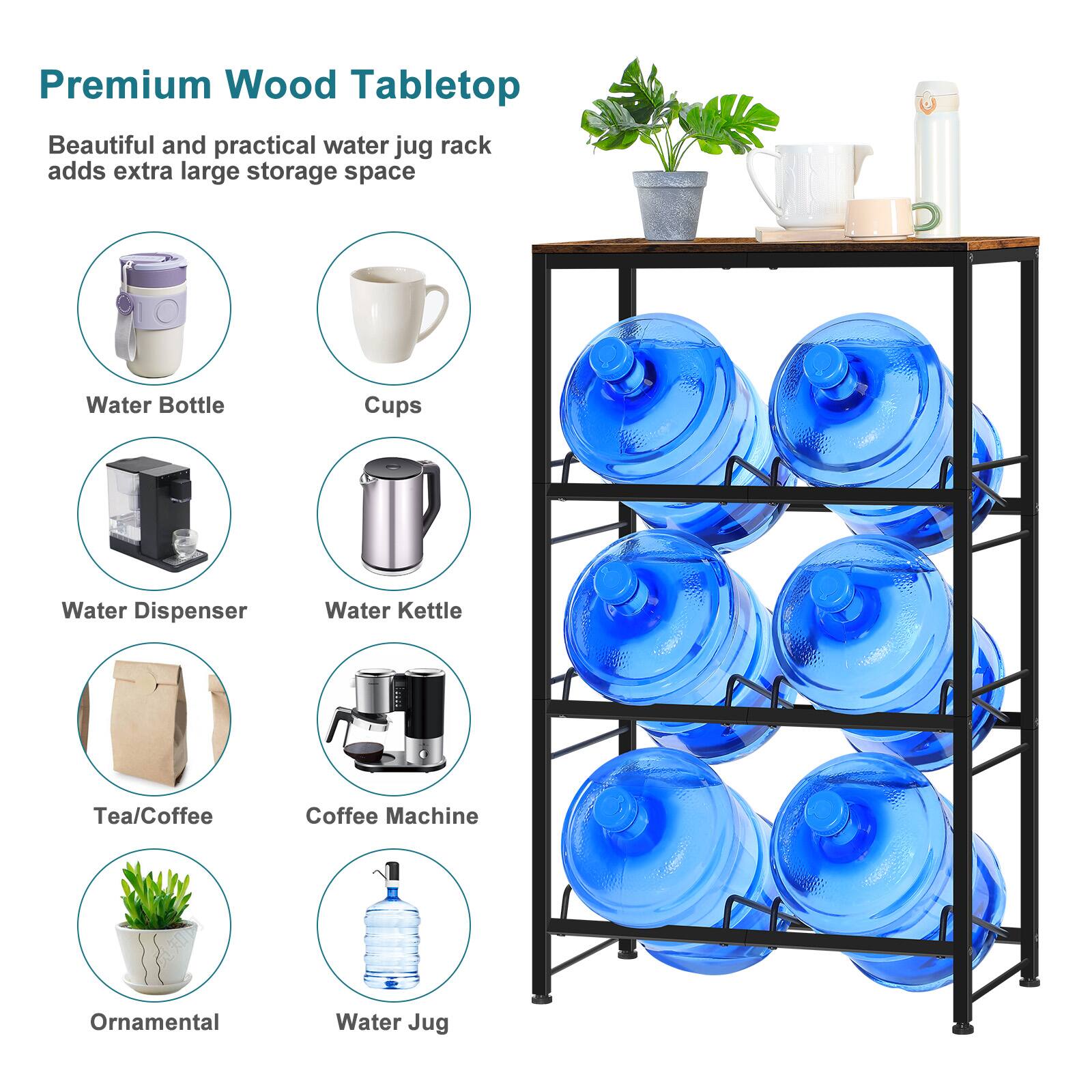 Premium Wood Tabletop

Beautiful and practical water jug rack adds extra large storage space

- Water Bottle
- Cups
- Water Dispenser
- Water Kettle
- Tea/Coffee
- Coffee Machine
- Ornamental
- Water Jug