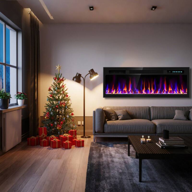 Alt View 1. Edendirect - 5100 BTU 36 in. Fireplace Recessed Ultra-Thin Electric Wall-Mounted Heater Furnace with Multicolor Flame.