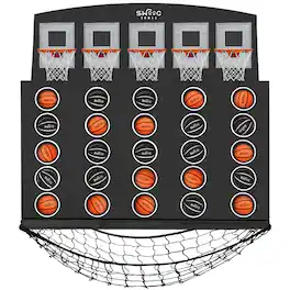 Swooc Games - Low Post Lineup - Wall Mounted Giant Basketball 4 In a Row w/ 5+Games - Basketball Hoop For Room Wall Games - Mini Hoop - Black
