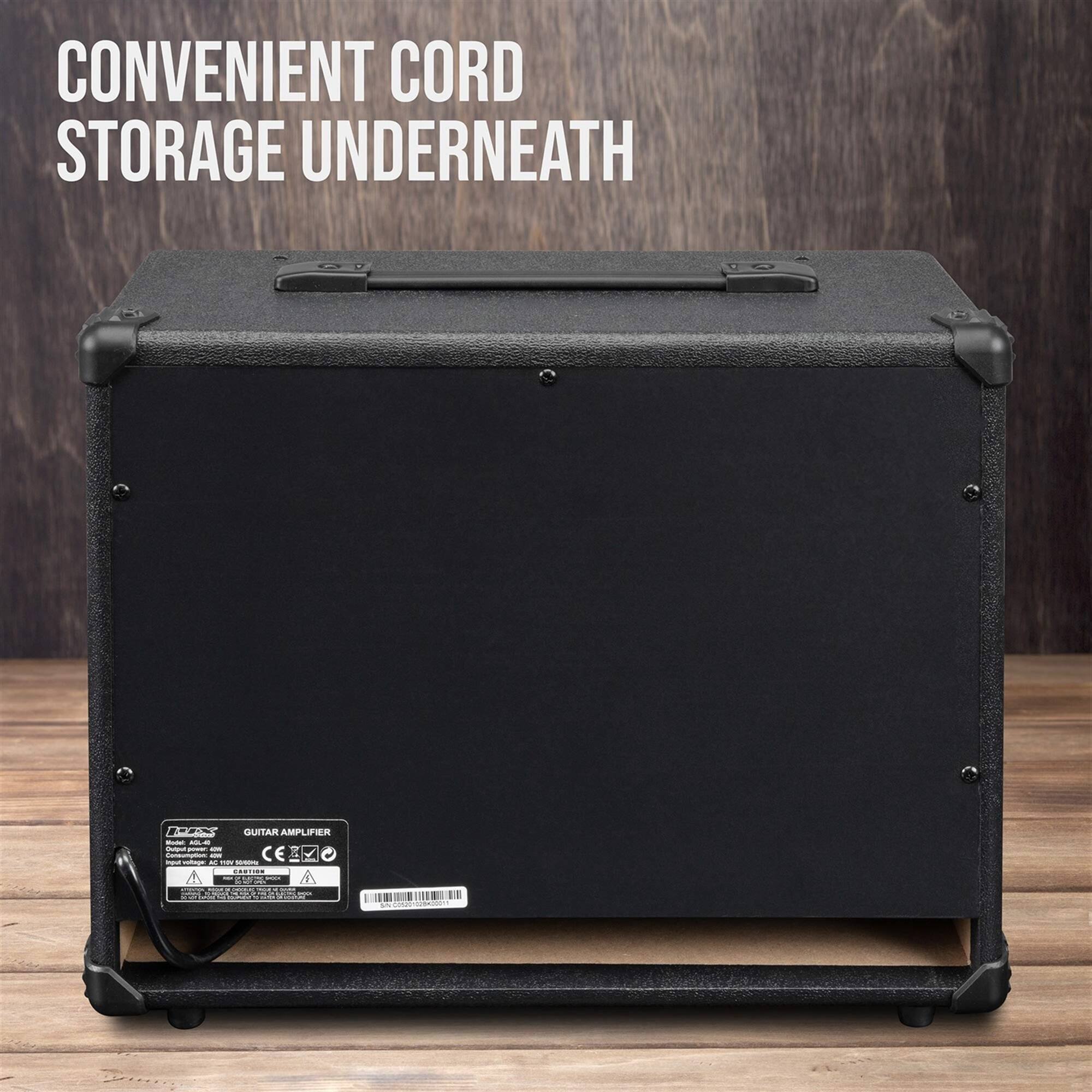 CONVENIENT CORD STORAGE UNDERNEATH
GUITAR AMPLIFIER
CE