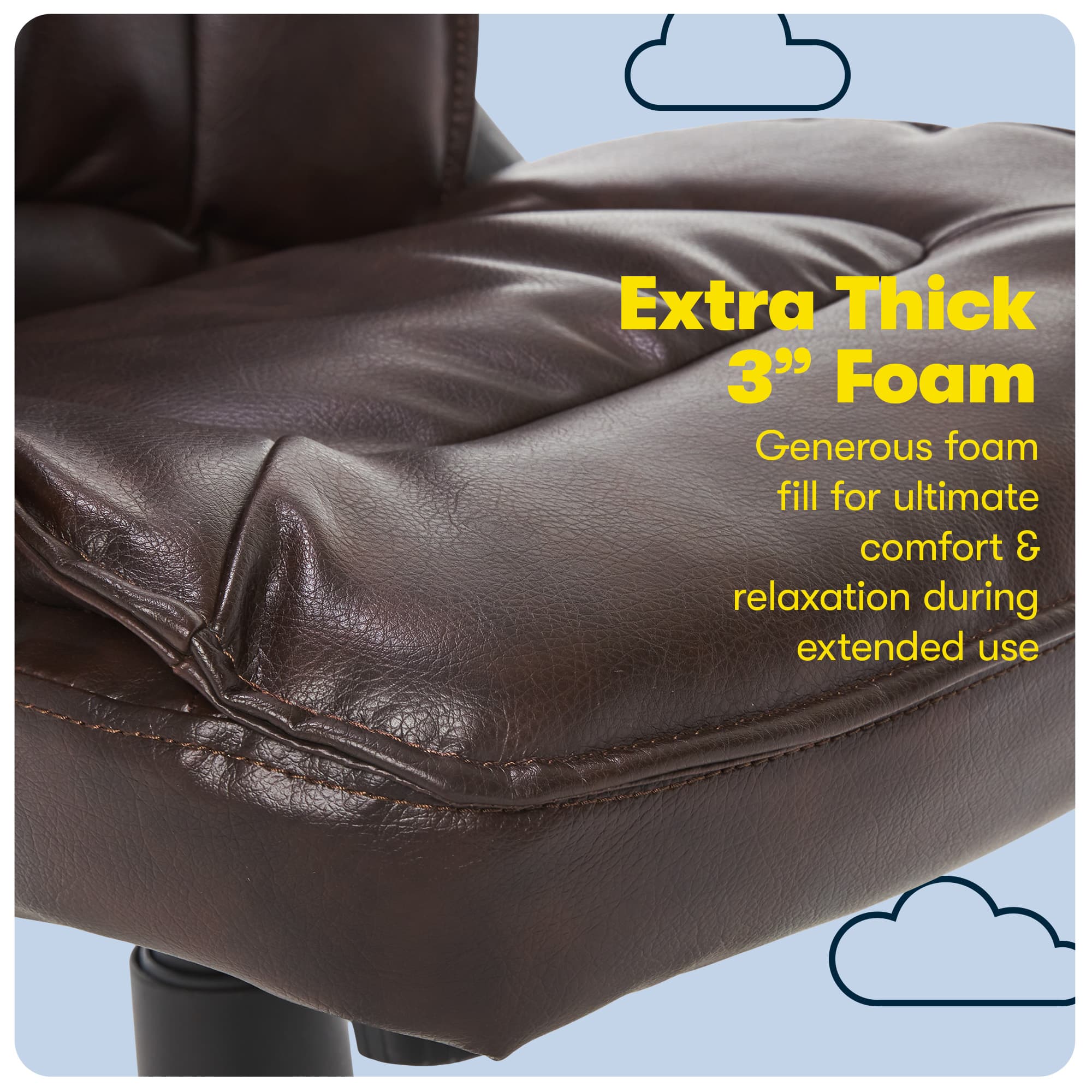 Alt View 14. Serta - Hannah Upholstered Executive Office Chair with Pillowed Headrest - Smooth Bonded Leather - Biscuit.