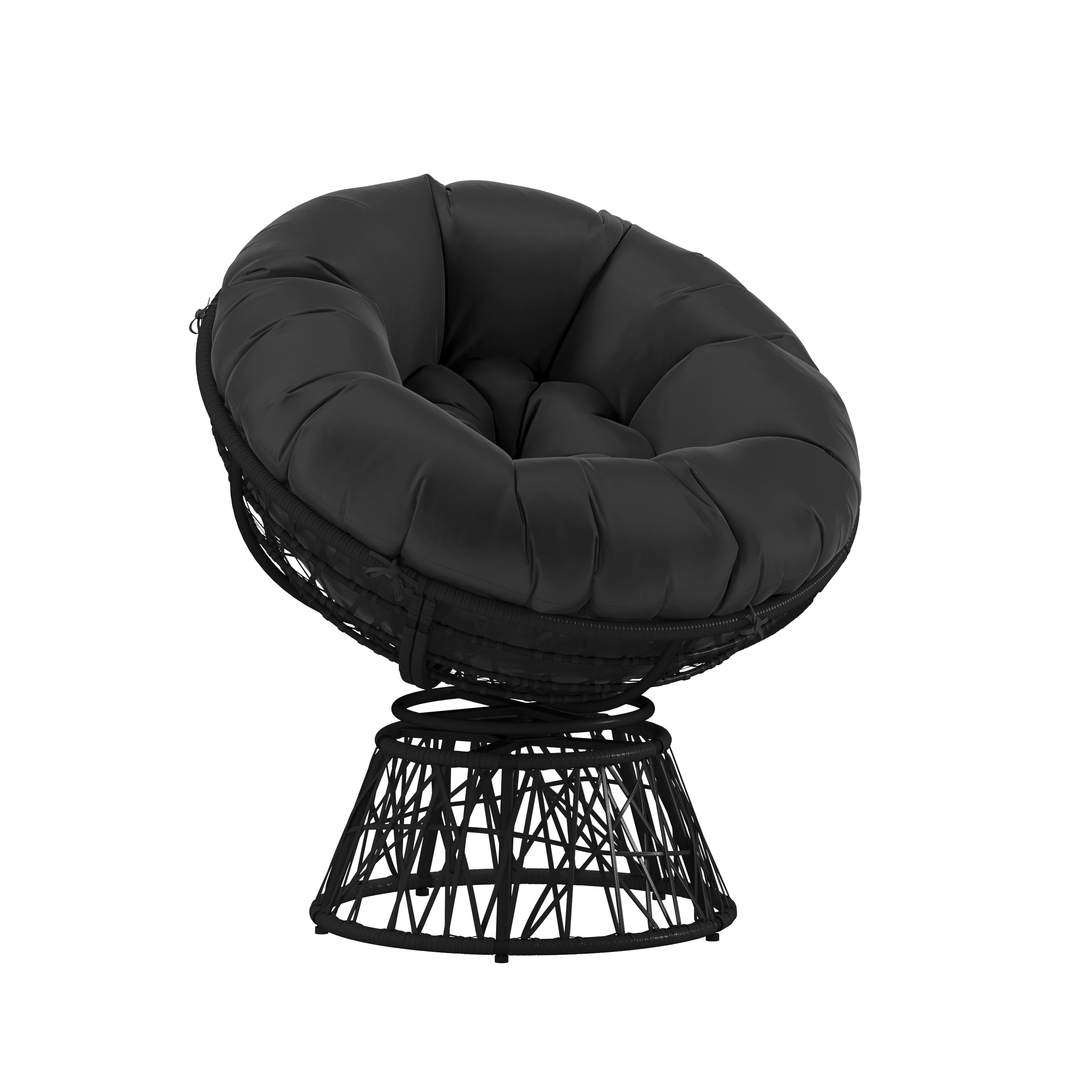 Emma + Oliver - Swivel Patio Chair with Cushion - Black Cushion/Black Frame price history on PriceWatchPro