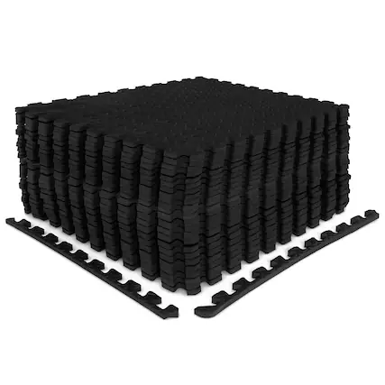 Front. Costway - Costway 24 Tiles 1/2" Puzzle Floor Exercise Mat Interlocking Anti-slip EVA Foam - Black.