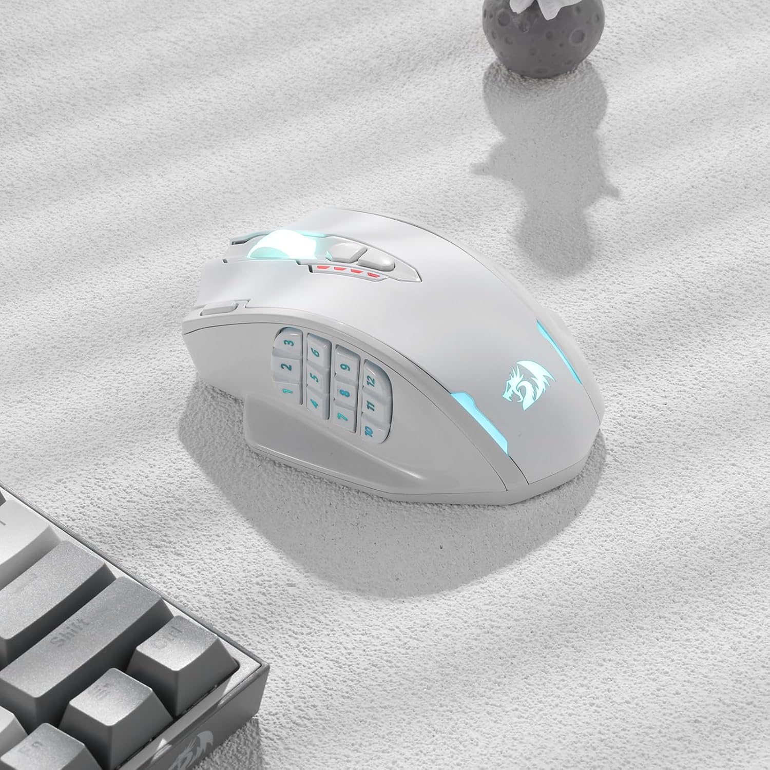 Alt View 5. REDRAGON - M913 Wireless RGB MMO Gaming Mouse 16000 DPI Remapping Keys - White.