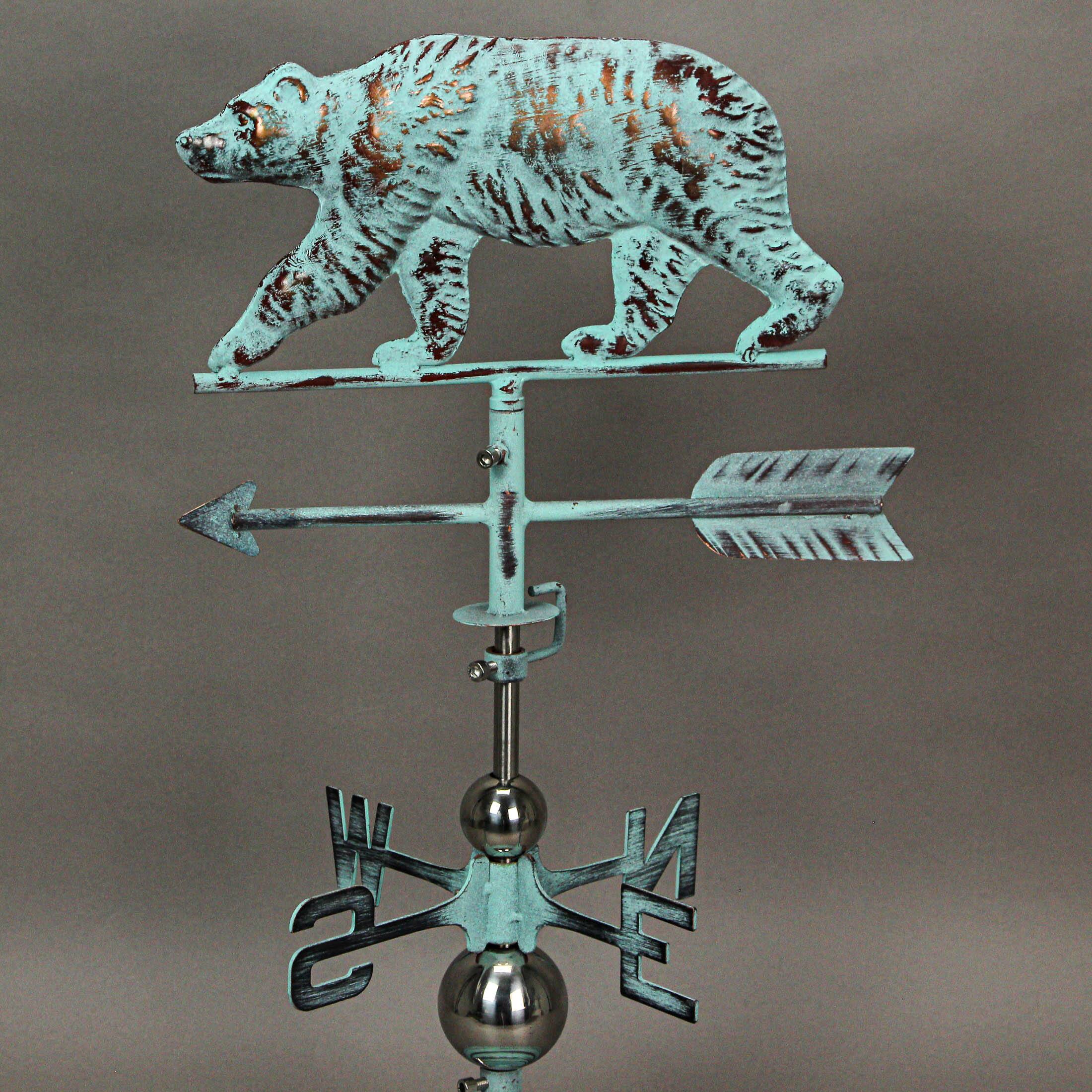 Alt View 6. Contrast Inc. - Verdigris Copper Bear Tabletop Weathervane Home Garden Decor w/ Optional Fence Mount - Teal.