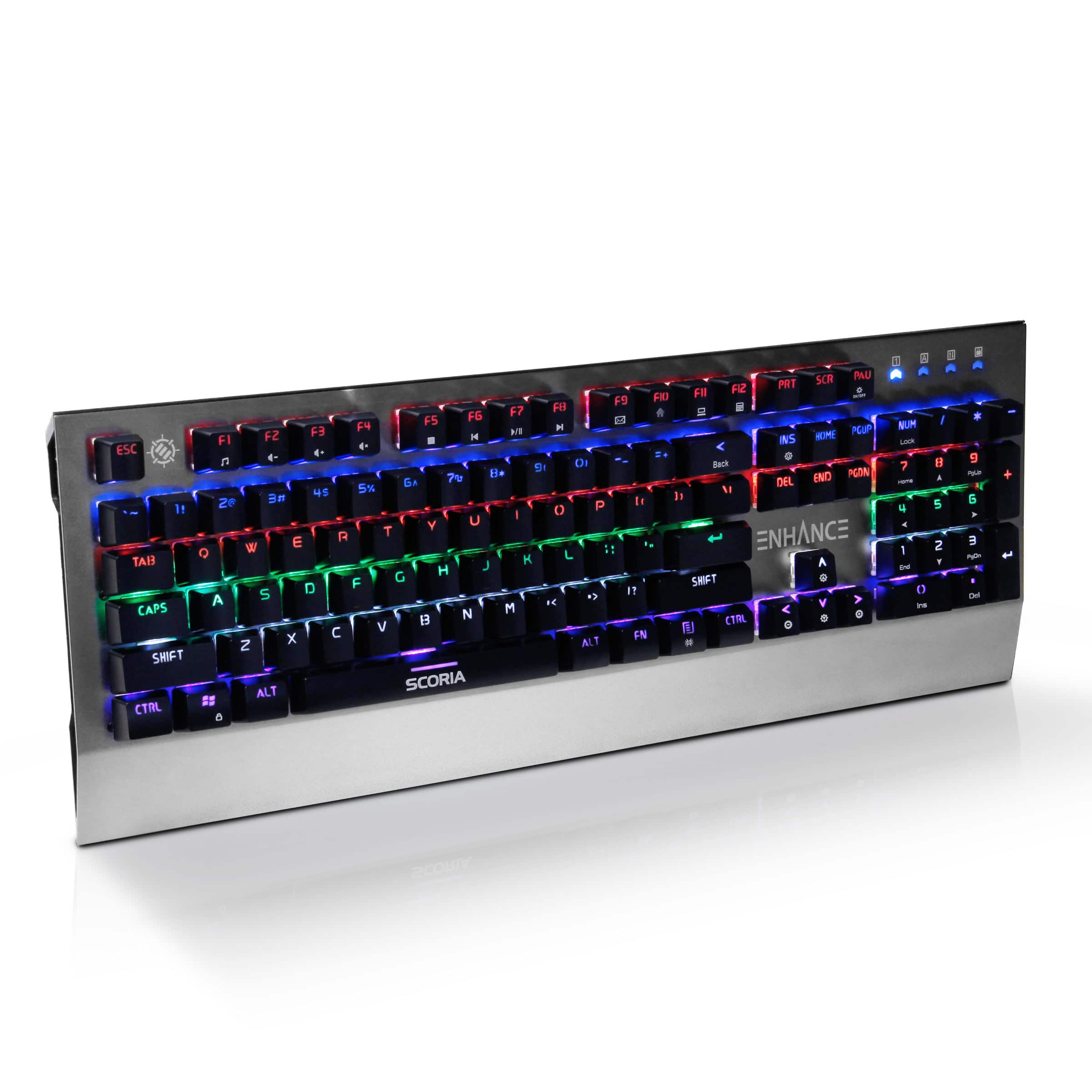 ENHANCE - Mechanical Gaming Keyboard - SCORIA Rainbow LED Backlit 104 Keys - Charcoal