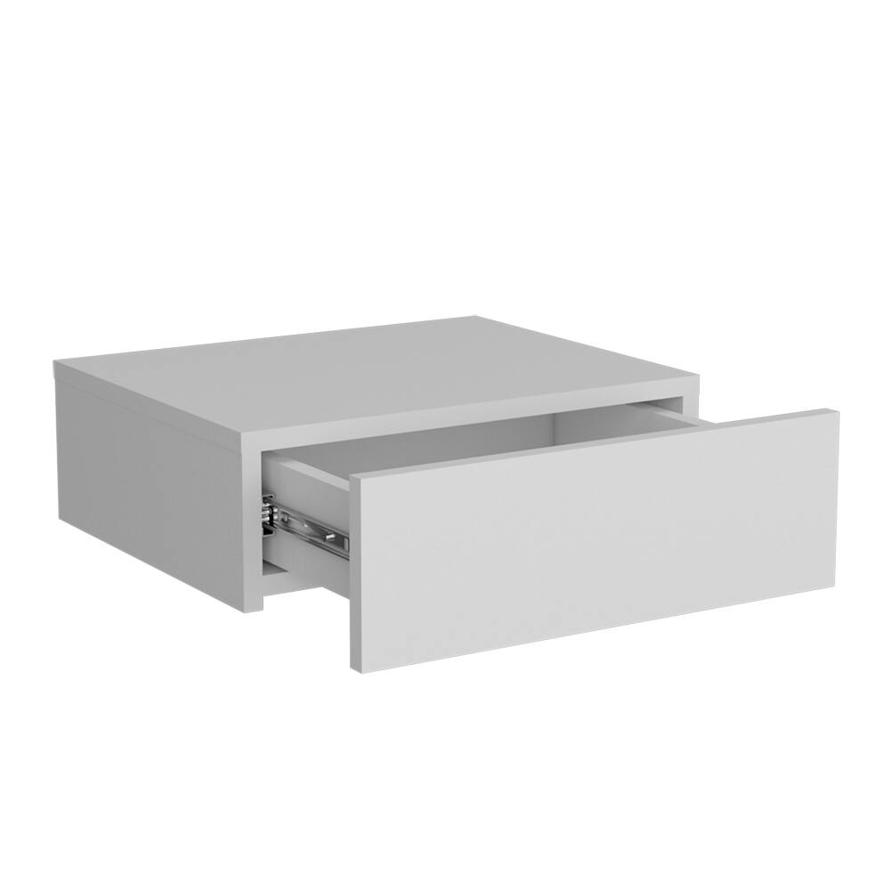 Left. Tiramisubest - Wall-Mounted Nightstand with Spacious Surface and Drawer, White - White.