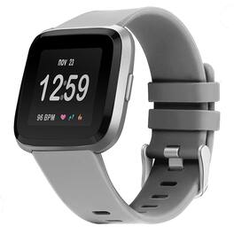 StrapsCo - Active Band Silicone Rubber Watch Strap For Fitbit Versa & Versa 2 (Medium-Long) - Gray