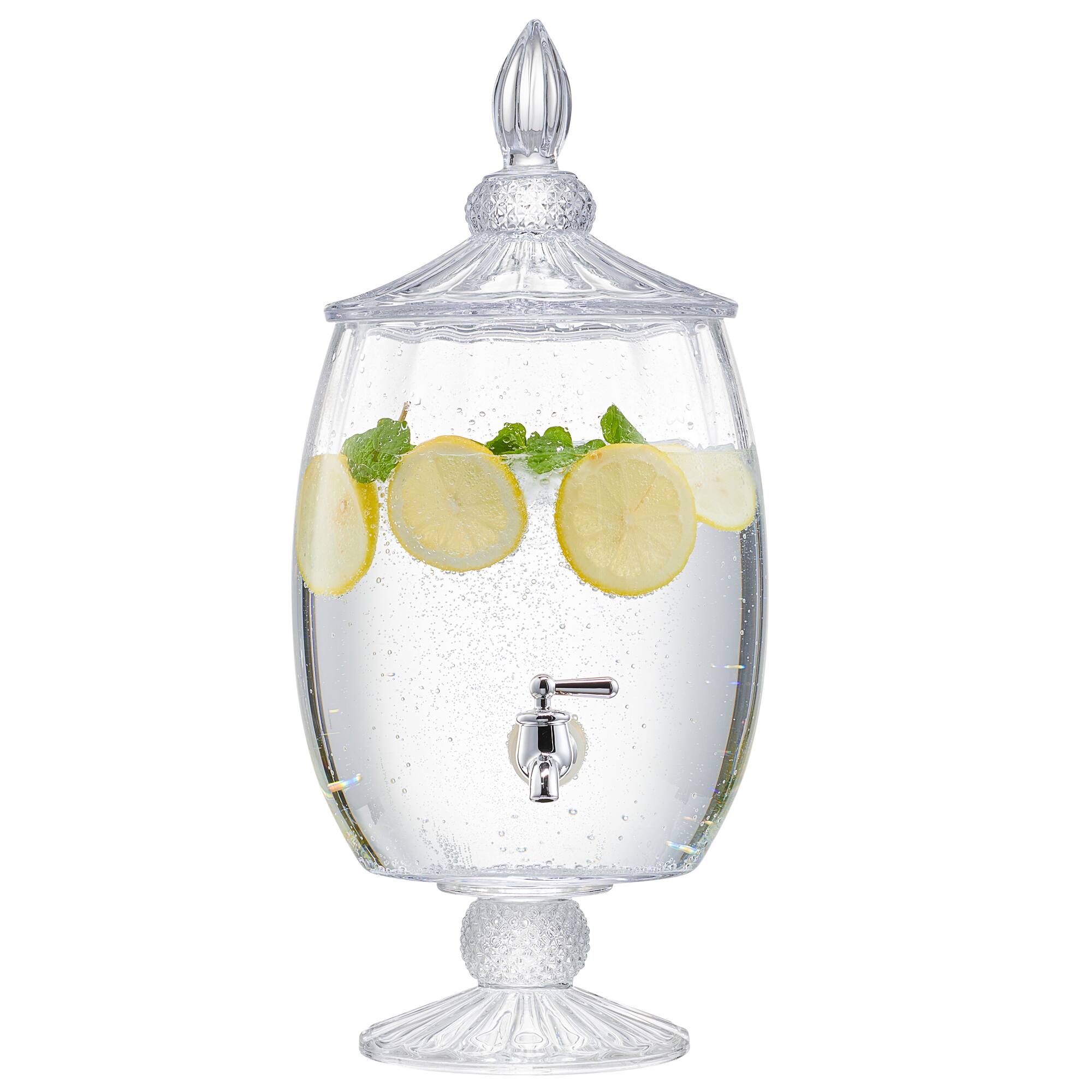 Angle. Jay Import - Madison Optic Glass Beverage Dispenser – 1.7 Gallon (217.6 oz) - Clear.