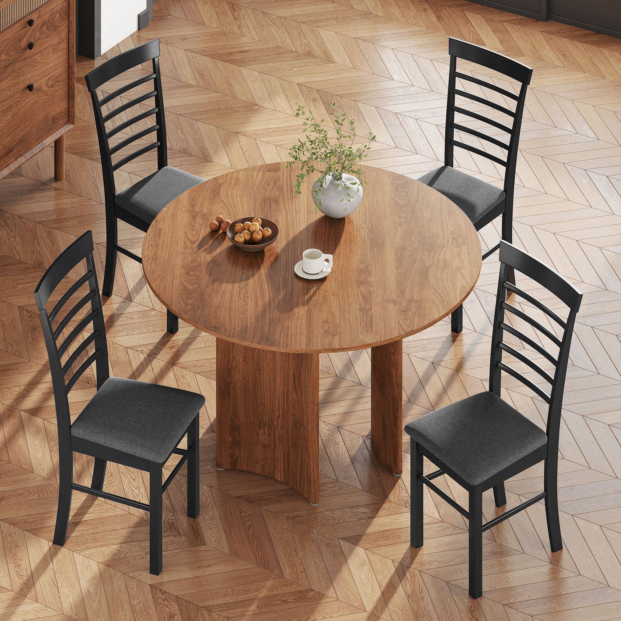 Alt View 7. Homcom - Wooden Dining Chairs Set of 2, Farmhouse Upholstered, Rubber Wood Frame - Black.