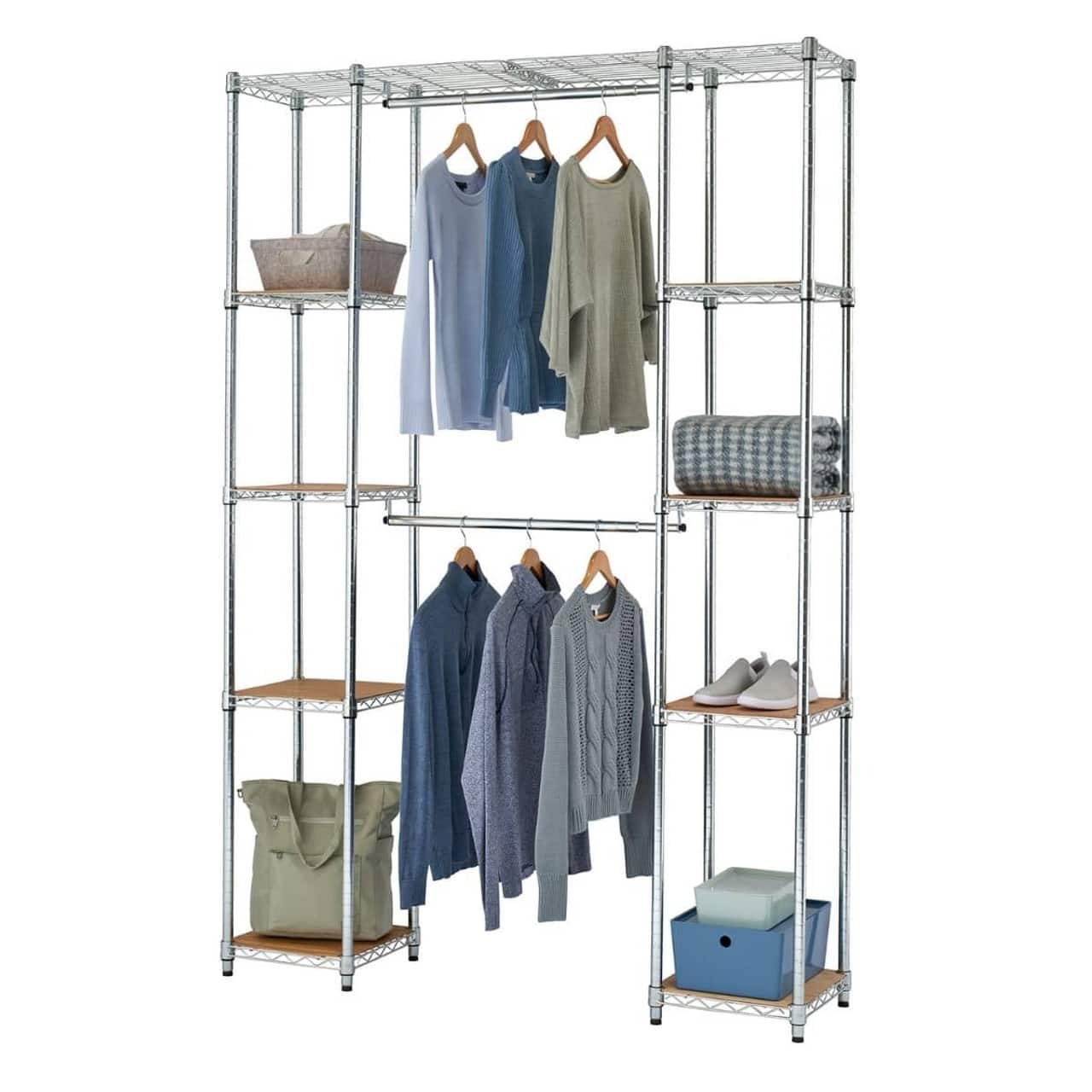 Front. TRINITY - EcoStorage Expandable Closet Organizer Chrome - Chrome.