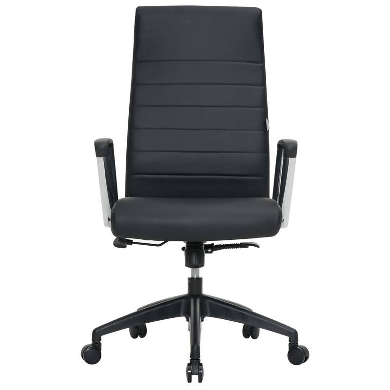 Alt View 6. LeisureMod - Hilton Modern High-Back Leather Executive Office Chair with Adjustable Height, Tilt & Swivel - Black.