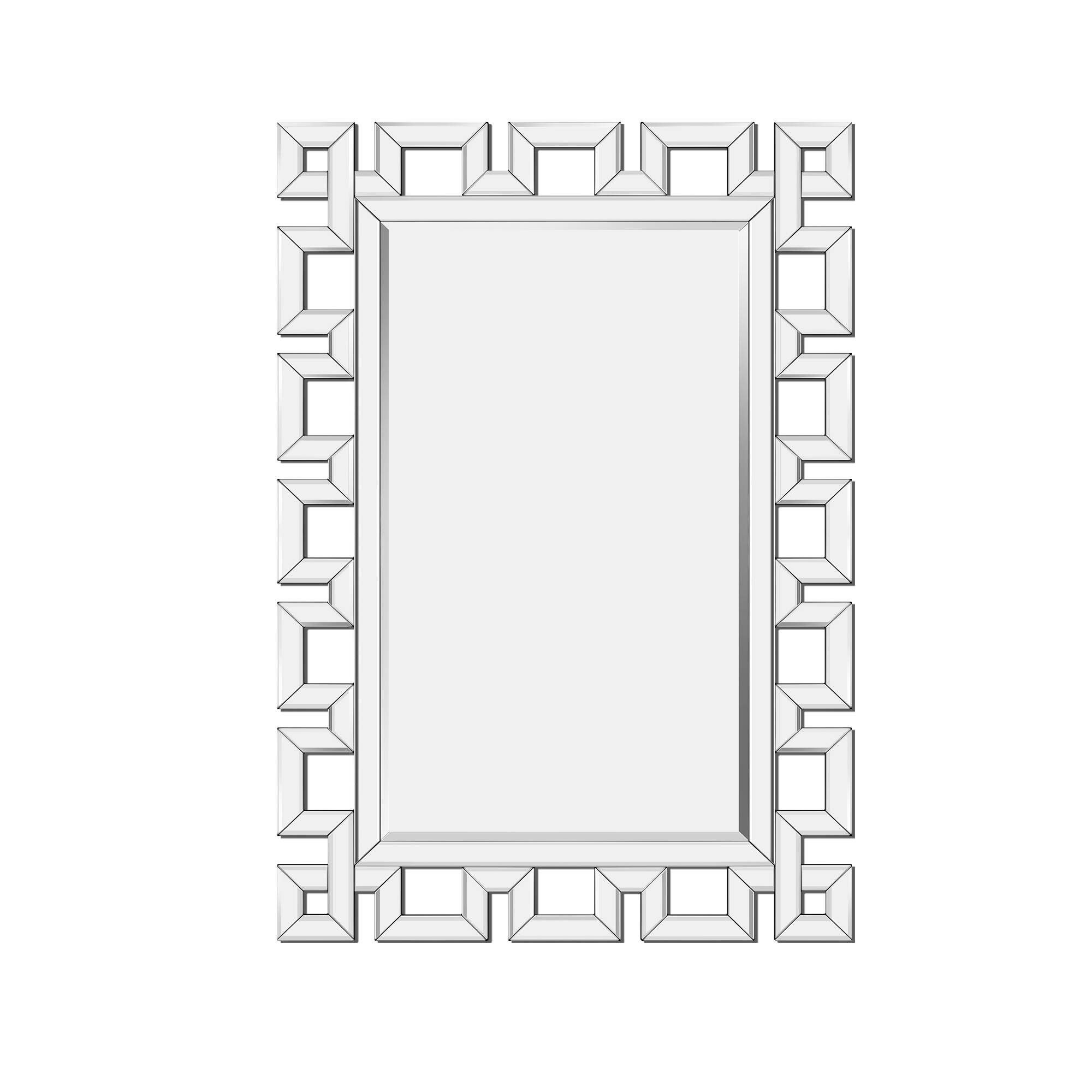 Angle. Breezary - 36 x 24 Modern Rectangle Wall Mirror Beveled Crystal Hollow Frame Decorative Vanity for Bathroom Bedroom Living Room - Black.