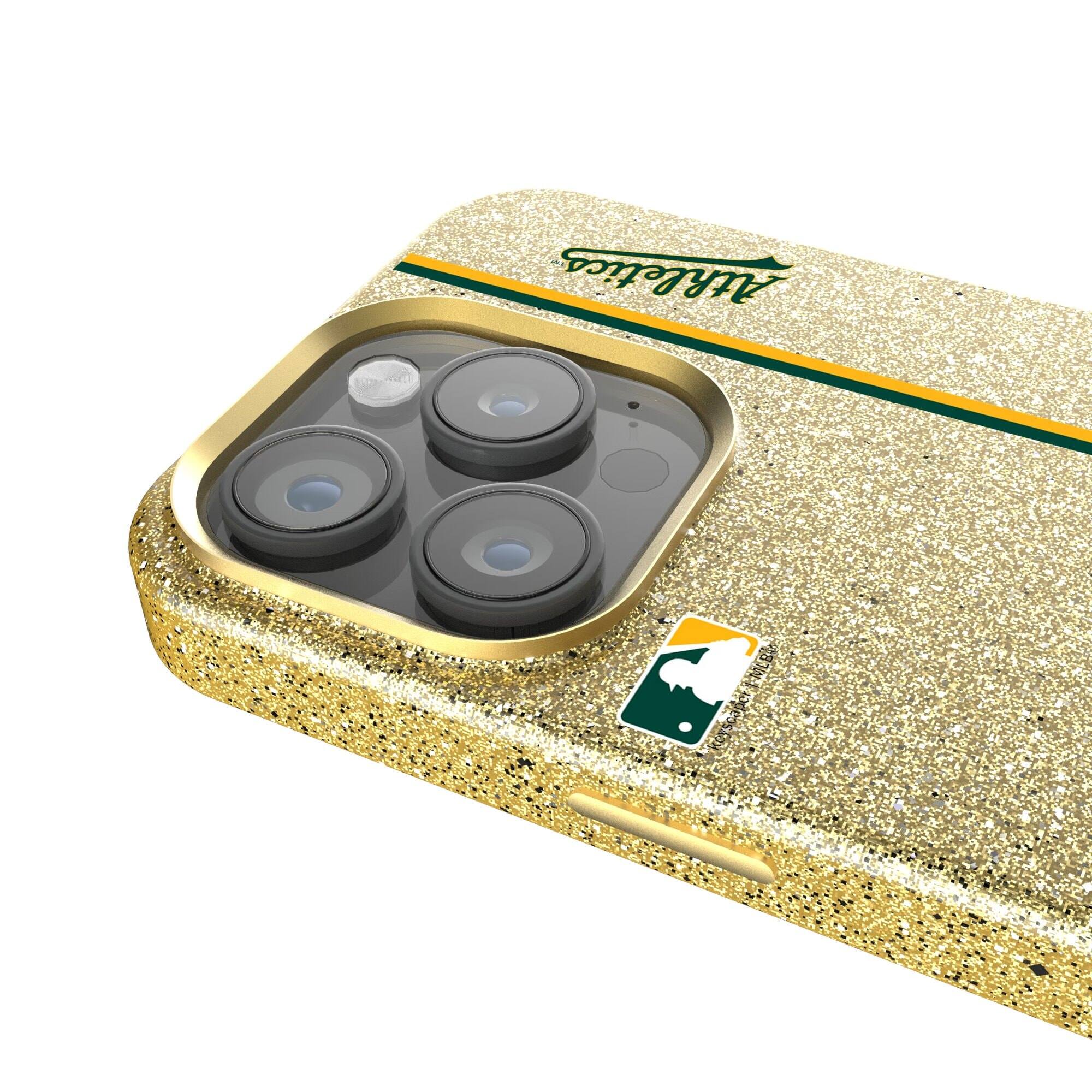 Alt View 3. Keyscaper - Gold Athletics iPhone Bling Case - 14 Pro Max - Gold.