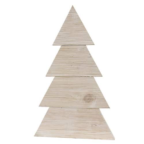 BreeBe - Distressed Wood Standing Corrugated Christmas Tree 28" - White