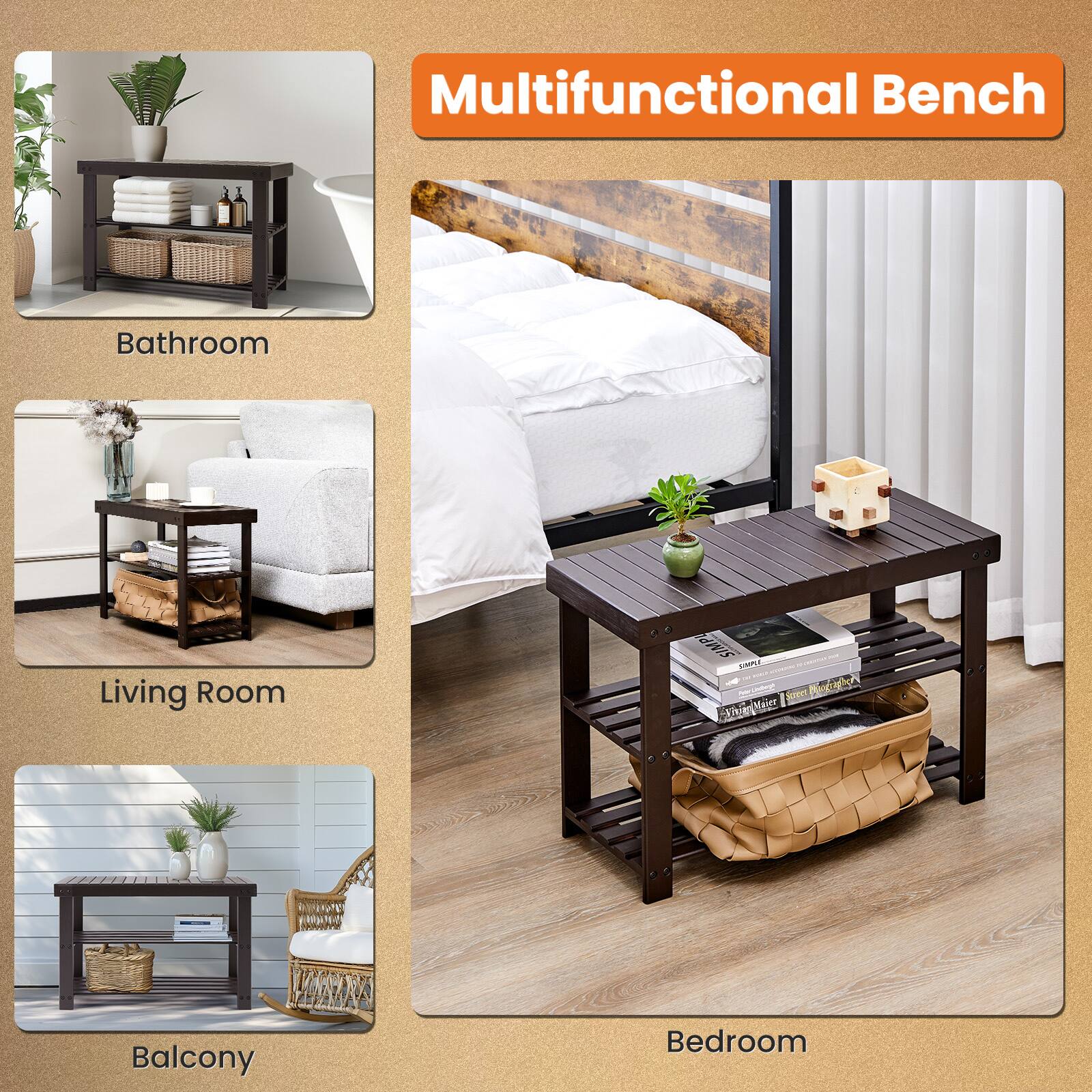 Multifunctional Bench

Bathroom

Living Room

Balcony

Bedroom