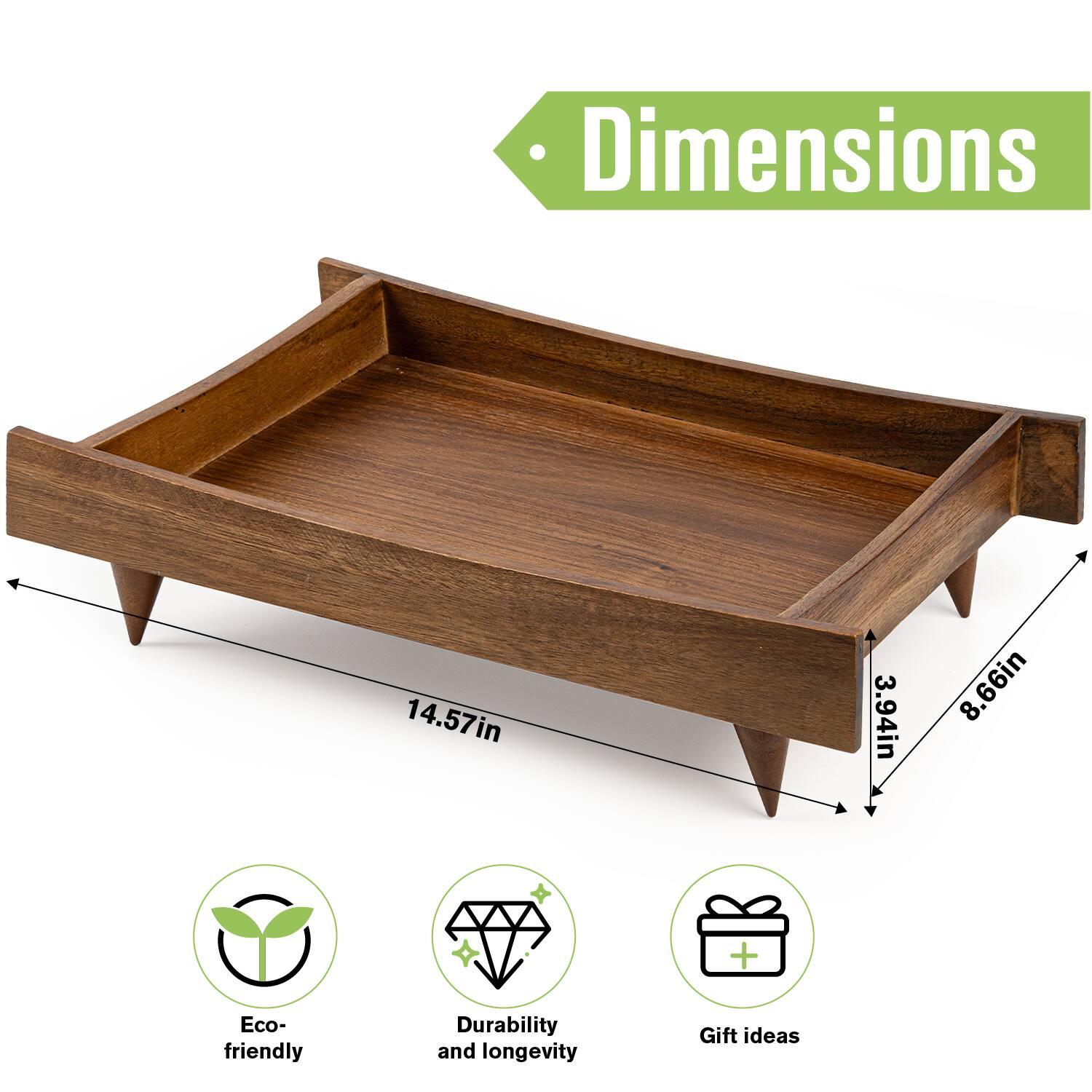 Dimensions:  
14.57in x 3.94in x 8.66in  

Eco-friendly  
Durability and longevity  
Gift ideas