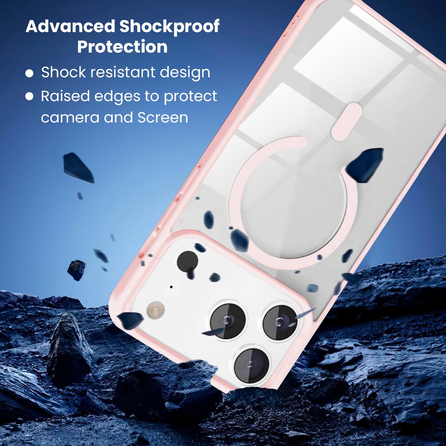 Advanced Shockproof Protection

- Shock resistant design
- Raised edges to protect camera and screen