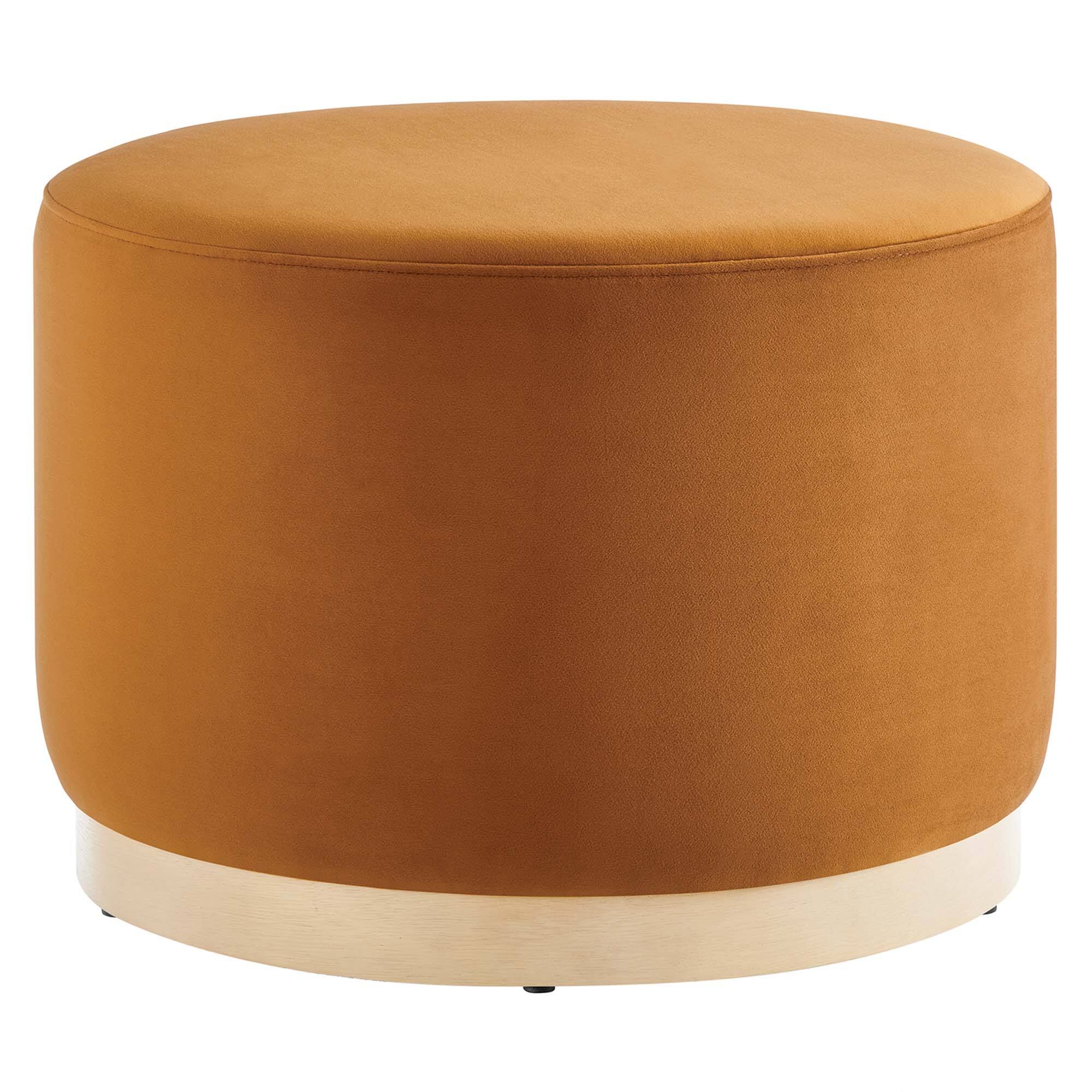 Angle. Modway - Tilden Large 23" Round Performance Velvet Upholstered Ottoman by Modway - Rust Natural.