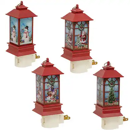 Front. BreeBe - Vintage Christmas Scene Plug-In Nightlight 4 Asstd. - Multicolor.