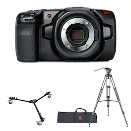 Bundle - Blackmagic Design - Pocket Cinema Camera 4K with 3Pod Aluminum Tripod, Universal Tripod Dolly