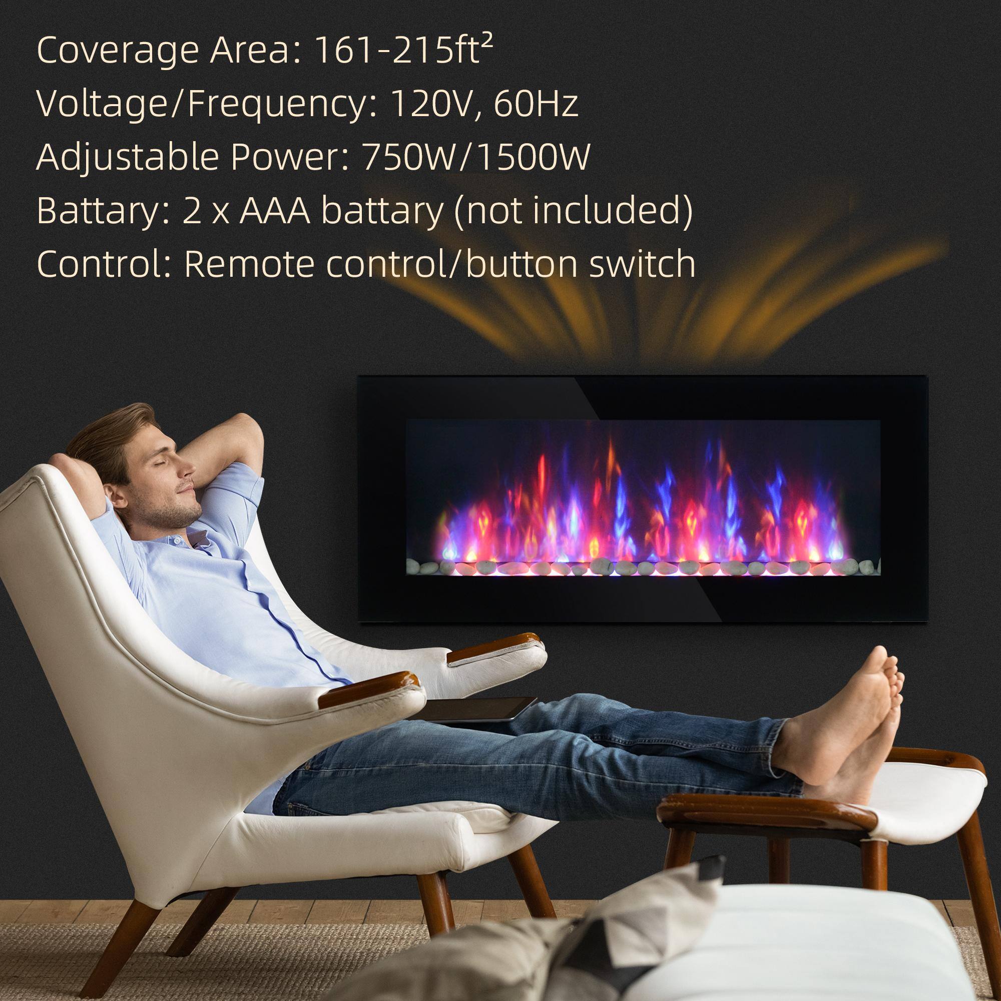Coverage Area: 161-215ft²  
Voltage/Frequency: 120V, 60Hz  
Adjustable Power: 750W/1500W  
Battery: 2 x AAA battery (not included)  
Control: Remote control/button switch