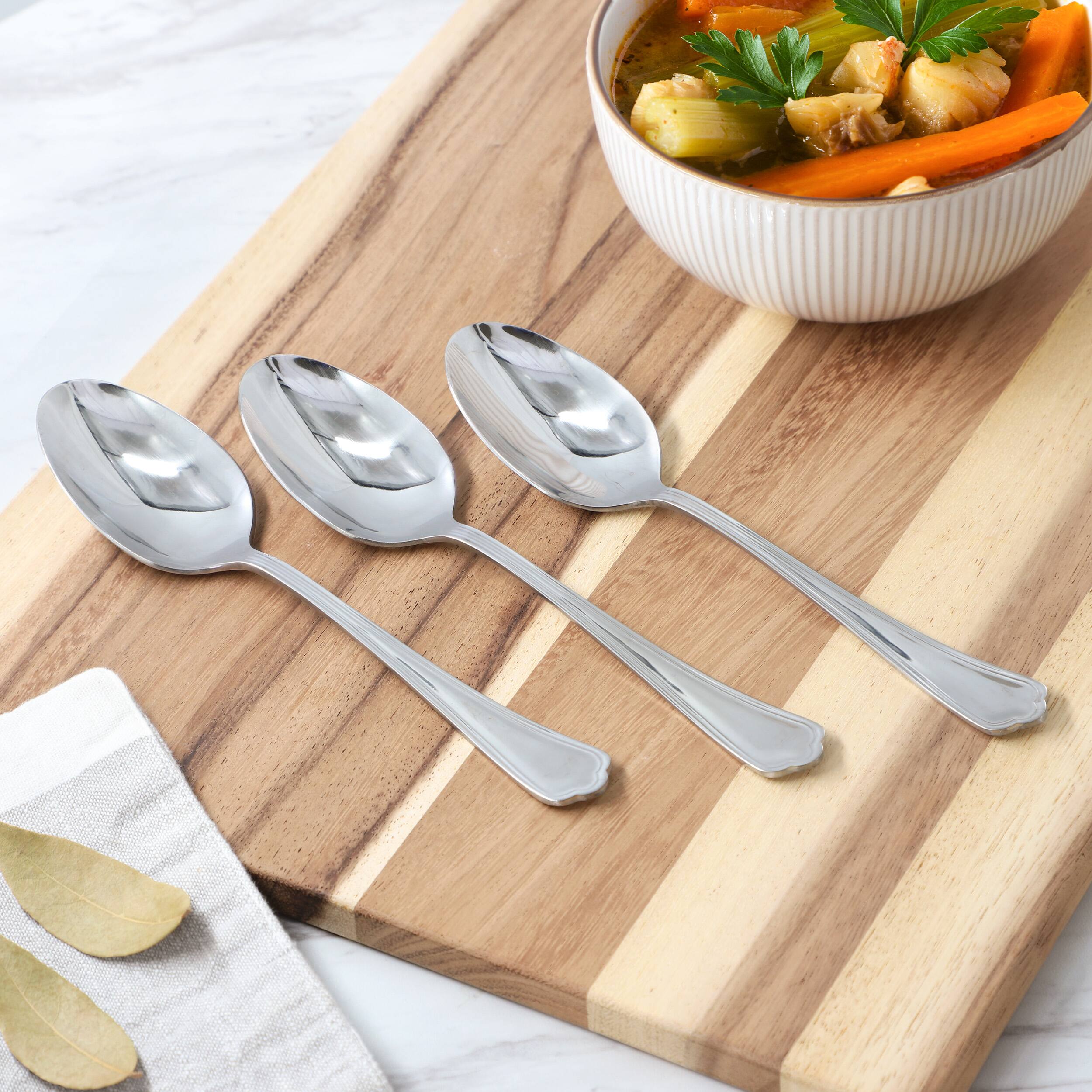 Alt View 1. Gibson - Gibson Home Hillside Daisies 10 Piece Stainless Steel Dinner Spoon Set - Silver.