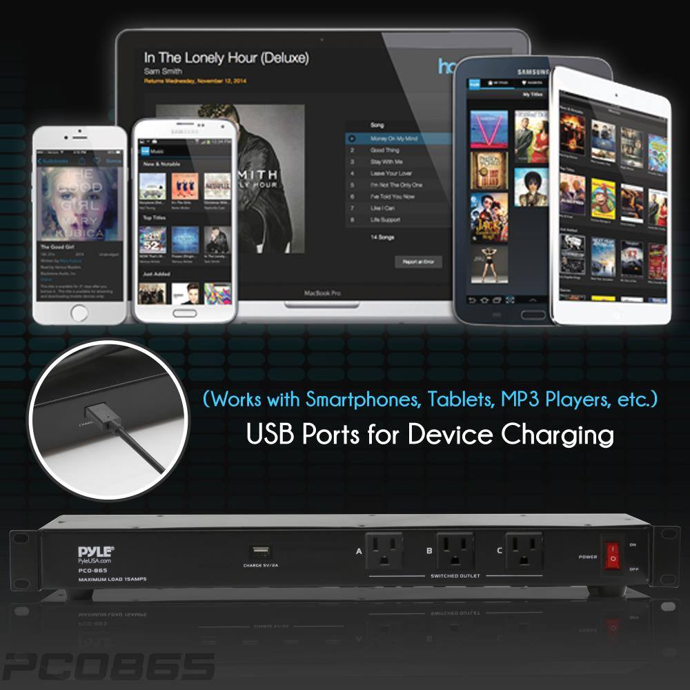 In The Lonely Hour (Deluxe)  
Sam Smith  
12 2014  

Song  
1. Money On My Mind  
2. Good Thing  
3. Stay With Me  
4. I'm Not The Only One  
5. Like I Can't Live Without You  
6. I'm Not The Only One  
7. Leave Your Lover  
8. The One That Got Away  
9. I'm Not The Only One  
10. Burn  

(Works with Smartphones, Tablets, MP3 Players, etc.)  
USB Ports for Device Charging  

PYLE  
PCO-865  
MAXIMUM LOAD 15AMPS