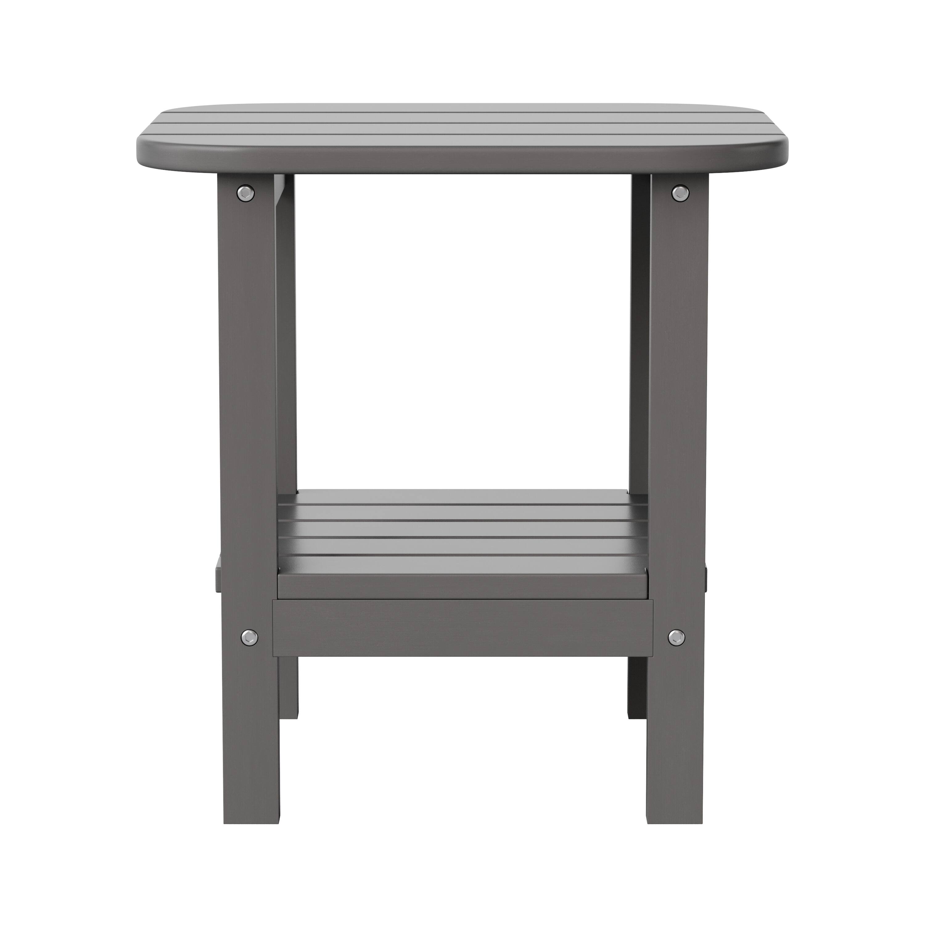 Alt View 8. Emma + Oliver - Tiverton Two Tier Polyresin Adirondack Side Table - All-Weather for Indoor/Outdoor Use - Gray.