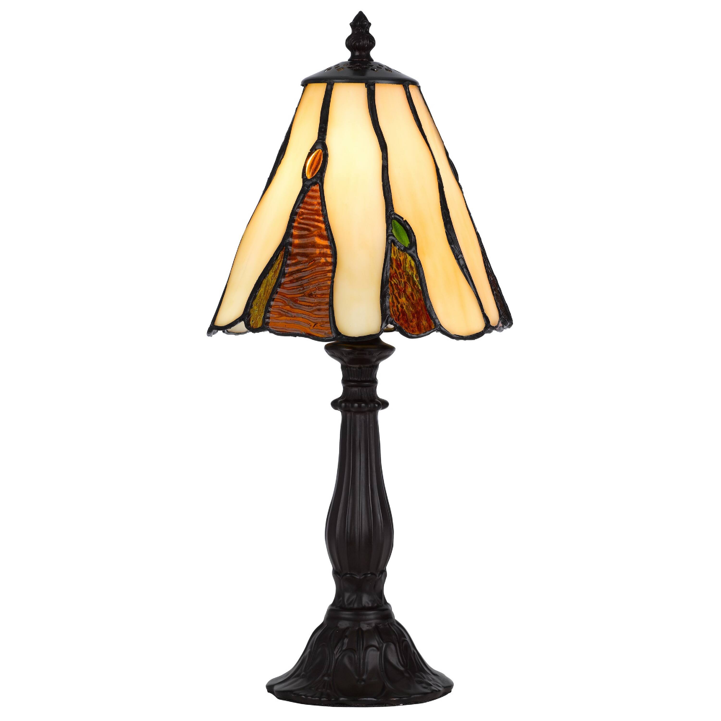 Front. Manhattan Lane - Eli 14 Inch Accent Lamp, Scalloped Stained Tiffany Style Shade - Bronze, Multicolor.