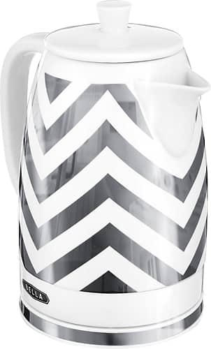 Bella - 1.8L Electric Ceramic Kettle - Silver Foil/White - Angle