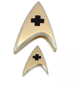 Quantum Mechanix - Star Trek Discovery Enterprise Medical Badge and Pin Set - Gold
