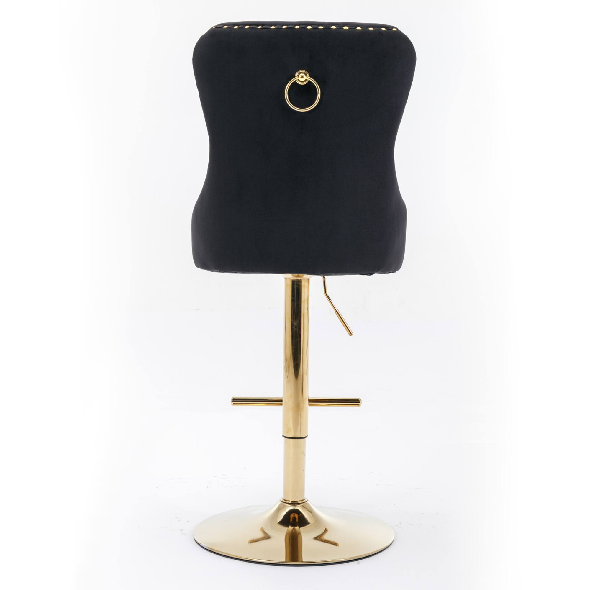 Alt View 2. GOODSILO - Luxury Swivel Velvet Barstools with Adjustable Height and Tufted Backrest for Home Kitchen and Pub - Black.