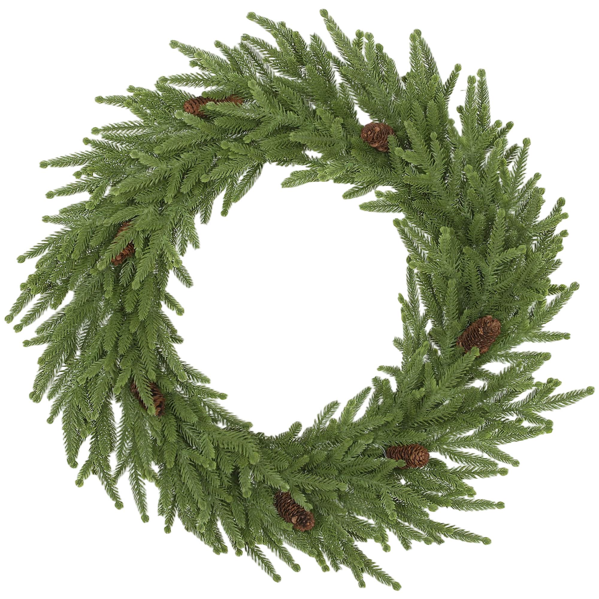 Homcom - 24in Christmas Wreath with Pine Cones, Artificial Norfolk Pine, 88 Realistic Branches, Indoor - Green