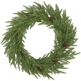 Homcom - 24in Christmas Wreath with Pine Cones, Artificial Norfolk Pine, 88 Realistic Branches, Indoor - Green